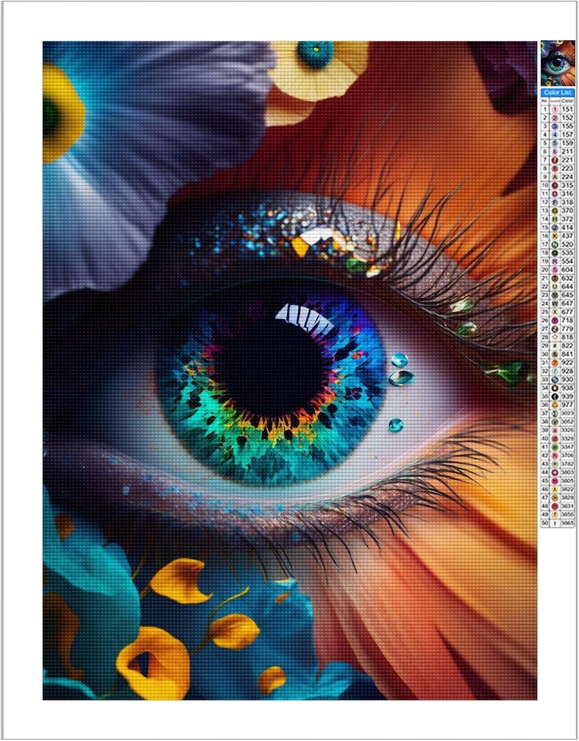 CoHraeu Kits de pintura de diamantes 5D para adultos, diseño de mariposas de taladro completo, arte de diamantes de cristal para ojos grandes, kits