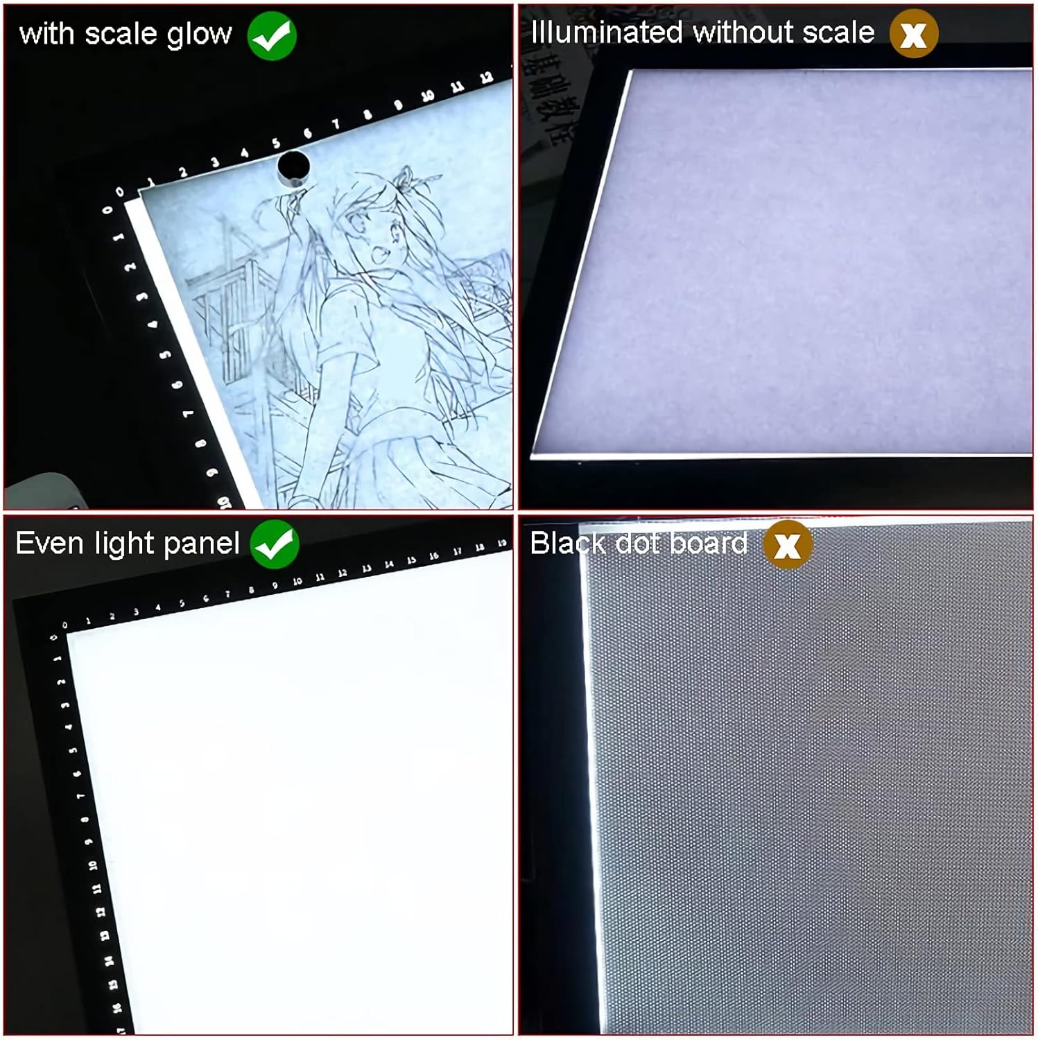 Woeunse Caja de luz LED, almohadilla de luz de trazado de gran tamaño, tablero de luz LED ultrafino, brillo continuo y diseño sin parpadeos,