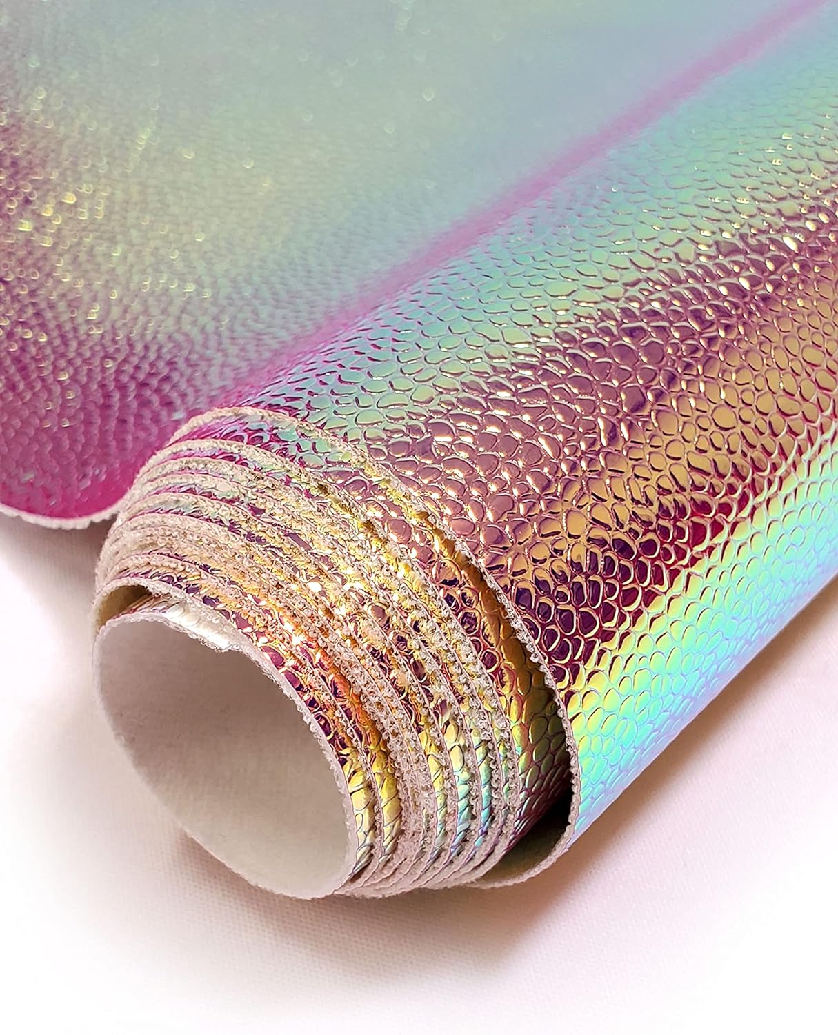 Fabric Empire Tapicería de vinilo en relieve holograma holográfico de burbujas holográficas material de tela brillante cobre 54 pulgadas de ancho