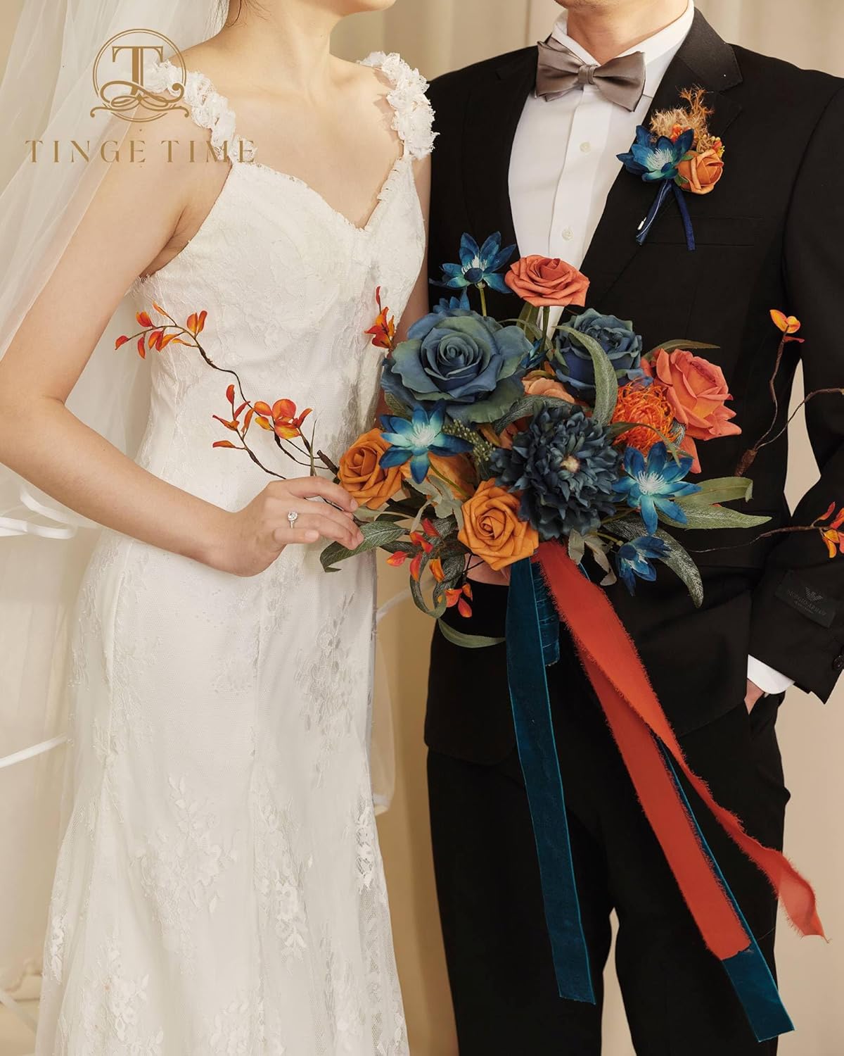 TINGE TIME Boutonniere – Juego de 6 boutonniere de boda para hombre, Boutonniere para novio, novio y padrino, juego de boutonniere para baile de