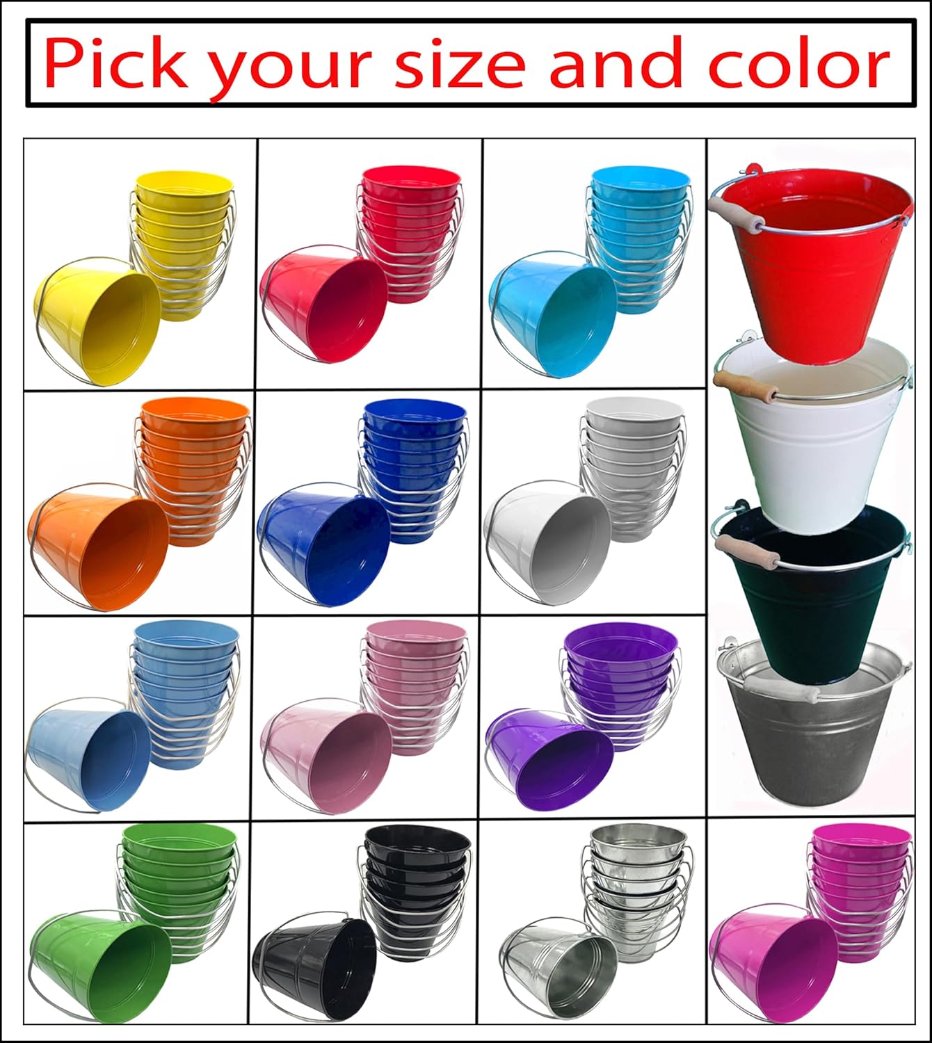 Cubos Metal, size7.7X 7.5″ 6Pack, elija su tamaño y color, Rojo