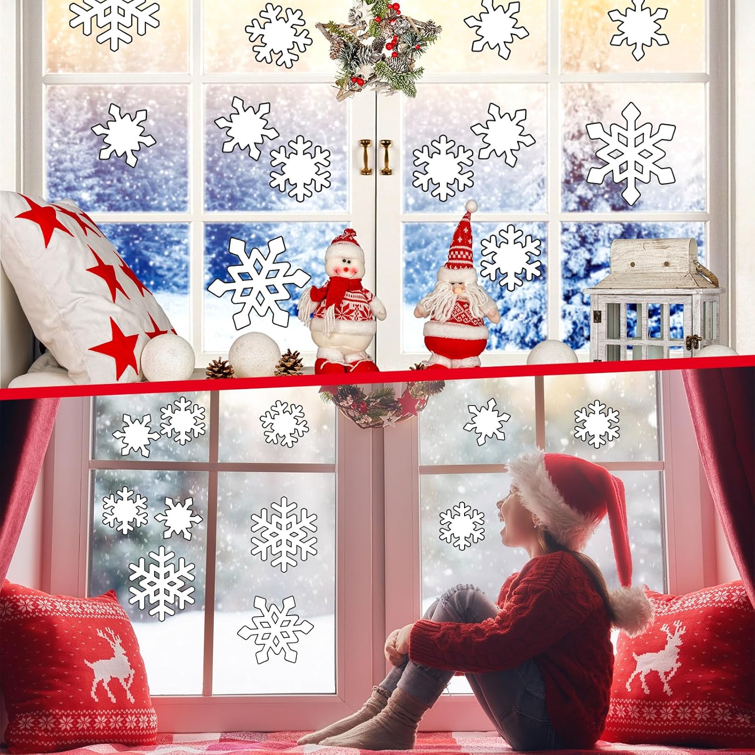 90 piezas de copos de nieve de invierno, decoración de tablón de anuncios para aula, estilo surtido, invierno, Navidad, copo de nieve blanco,