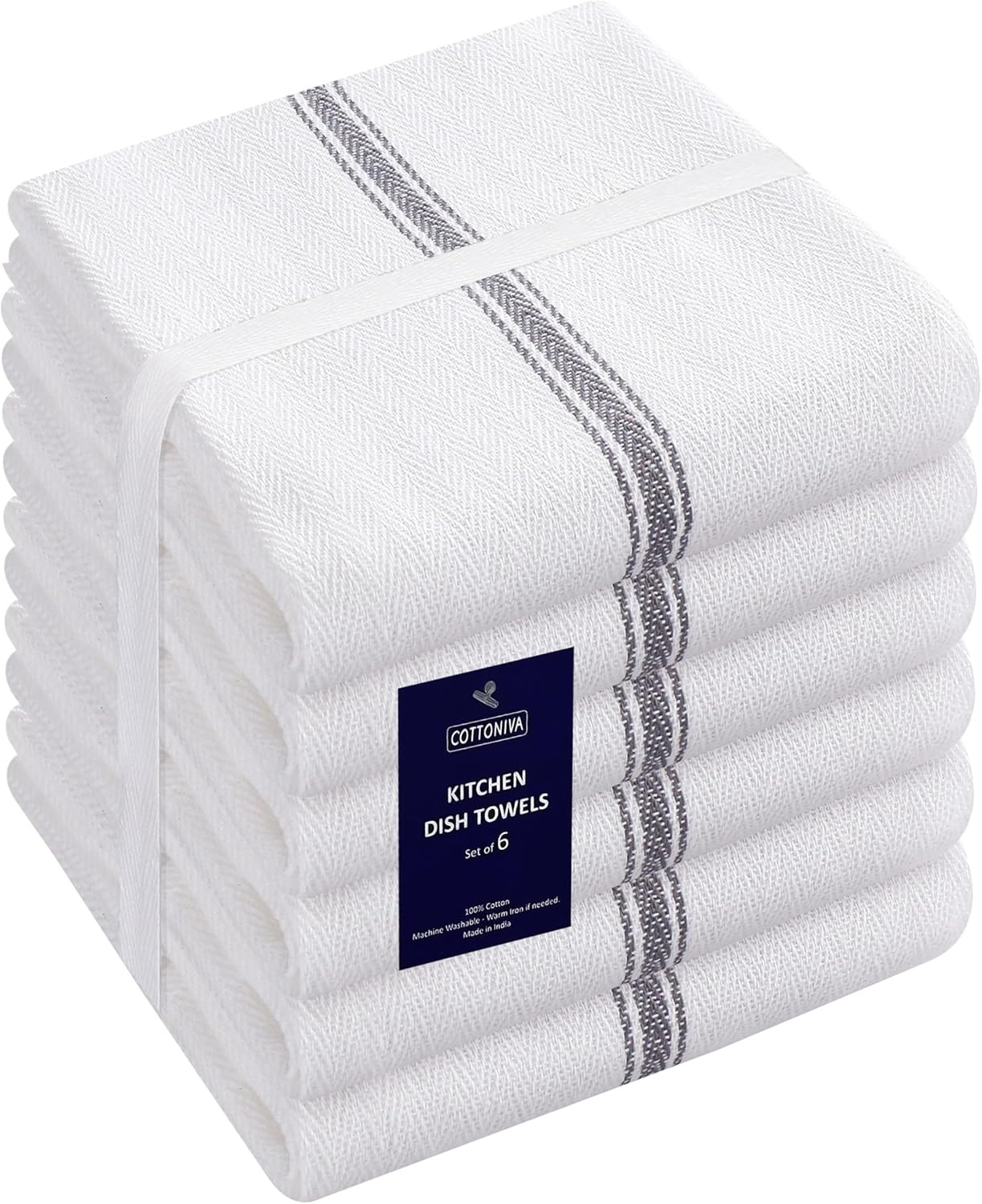 Toallas de cocina prémium de 16 x 26 pulgadas, 100% algodón hilado en anillo, súper absorbentes, suaves, duraderos, reutilizables, color gris,