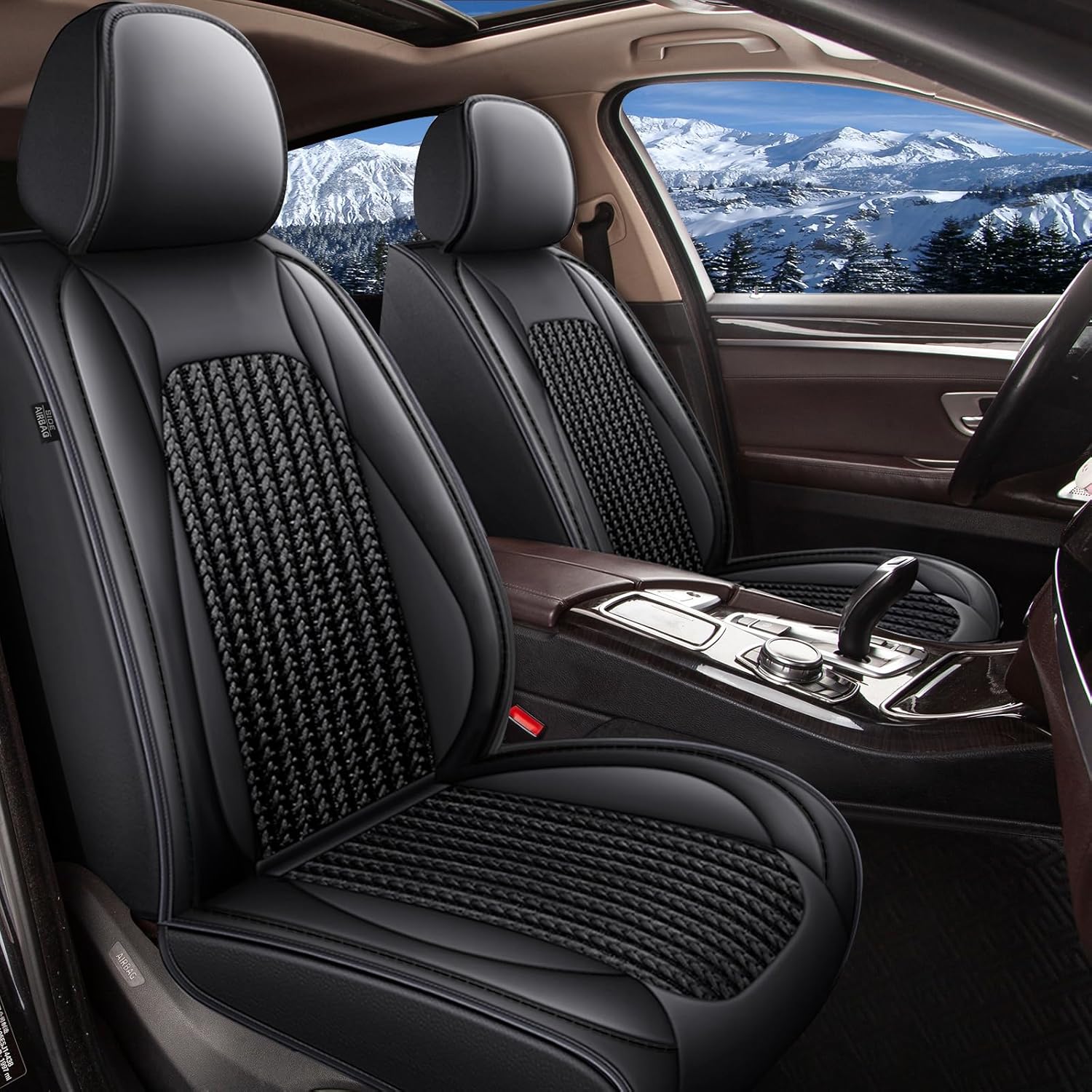 TTX LIGHTING 2 fundas de asiento delantero de automóvil para Ford Maverick 2022 2023 2024 de piel de seda de hielo, transpirable, impermeable, para