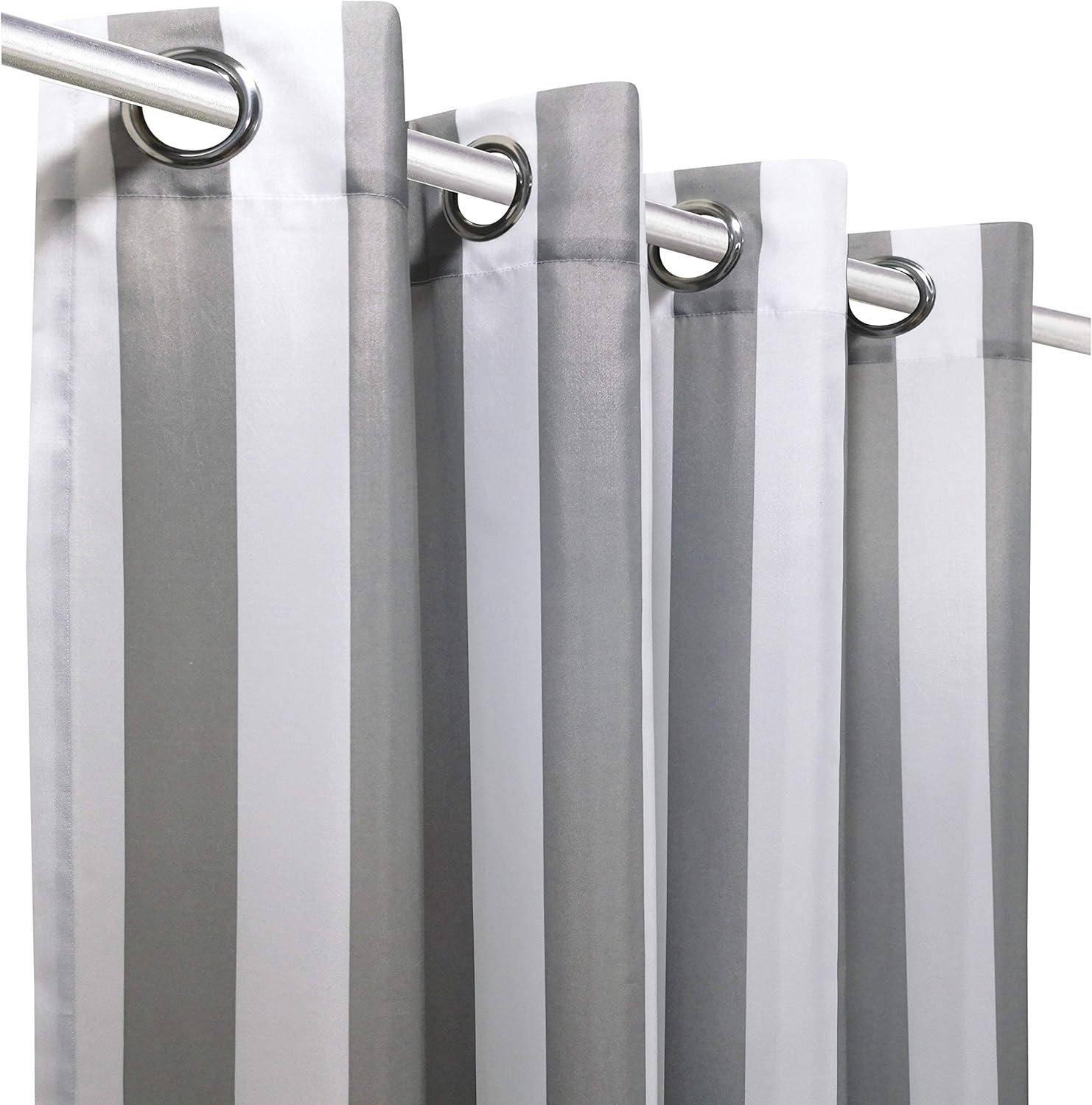 Loft Living Seaside Stripe – Panel de cortina con ojales para interiores y exteriores, par cada uno de 50 x 96 pulgadas en gris aleación