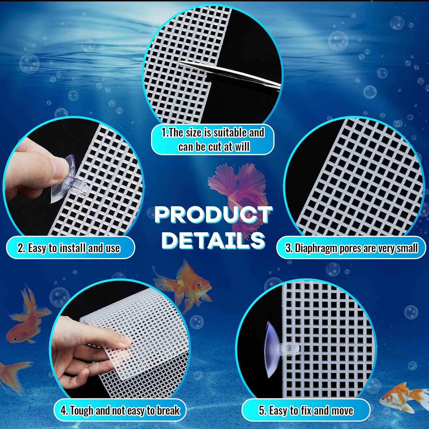 Divisor de tanque de peces de plástico para acuario, 4 unidades, placa de rejilla cortable, separador de pecera con 24 ventosas de acuario para
