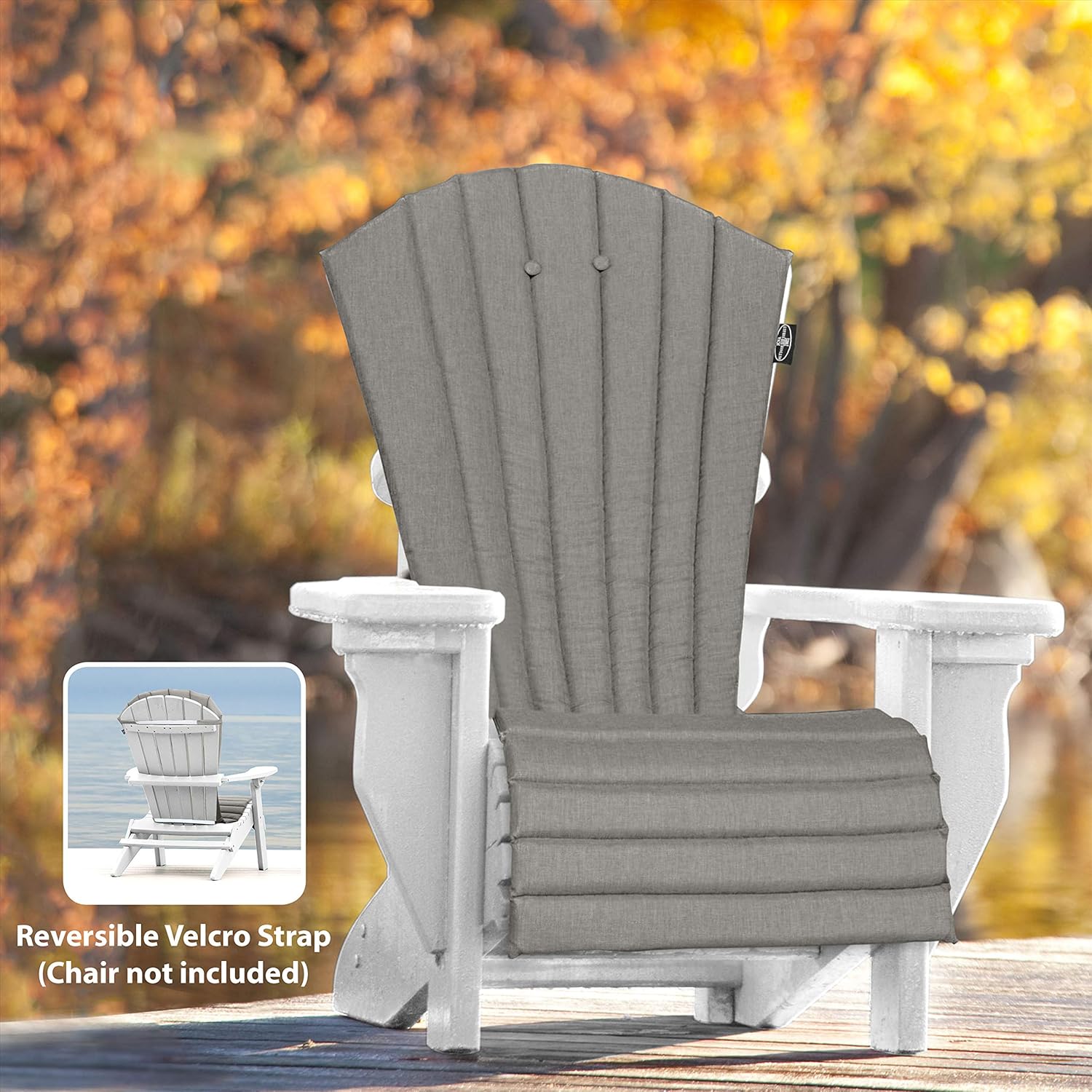 JCA Cojín de asiento para silla de patio para exteriores, para todo tipo de clima, tela de olefina de secado rápido, cojín para silla Adirondack