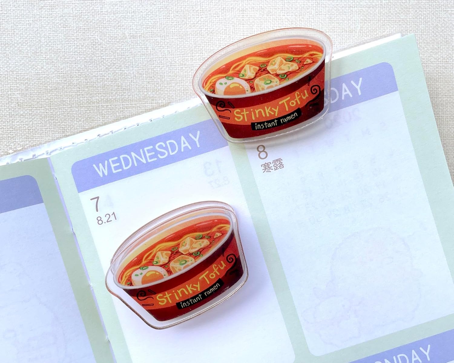 Ramen Noodle Acrylic Clip, Binder Clip, Paper Clips, Cute Bookmarks, Kawaii Acrylic Charm, Kawaii Stationery, Planner Accessory