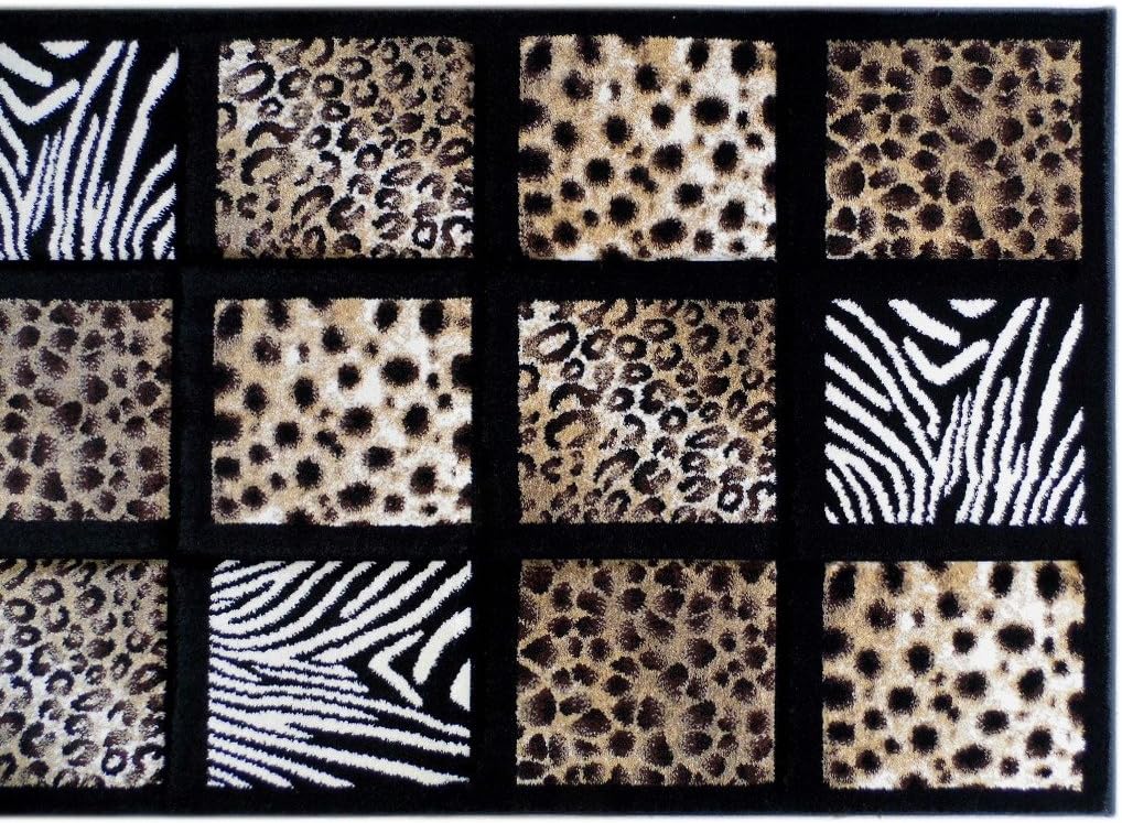 Alfombra con estampado de animales de escultura, 32 pulgadas x 7 pies, 251 color negro