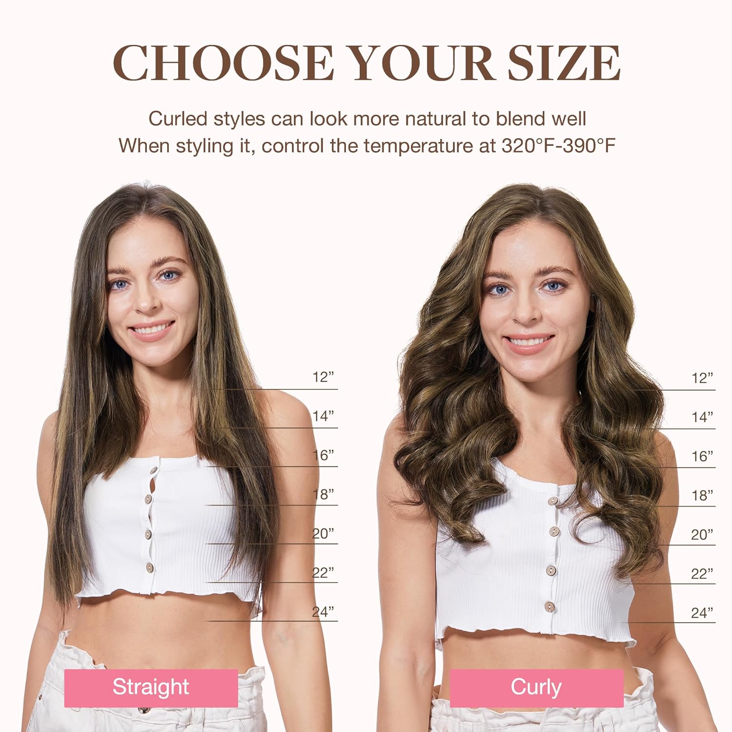 GOO GOO – Extensiones de cabello humano con clip en balayage de color castaño chocolate a rubio sucio de 16 pulgadas, 7 piezas de 4.23oz,