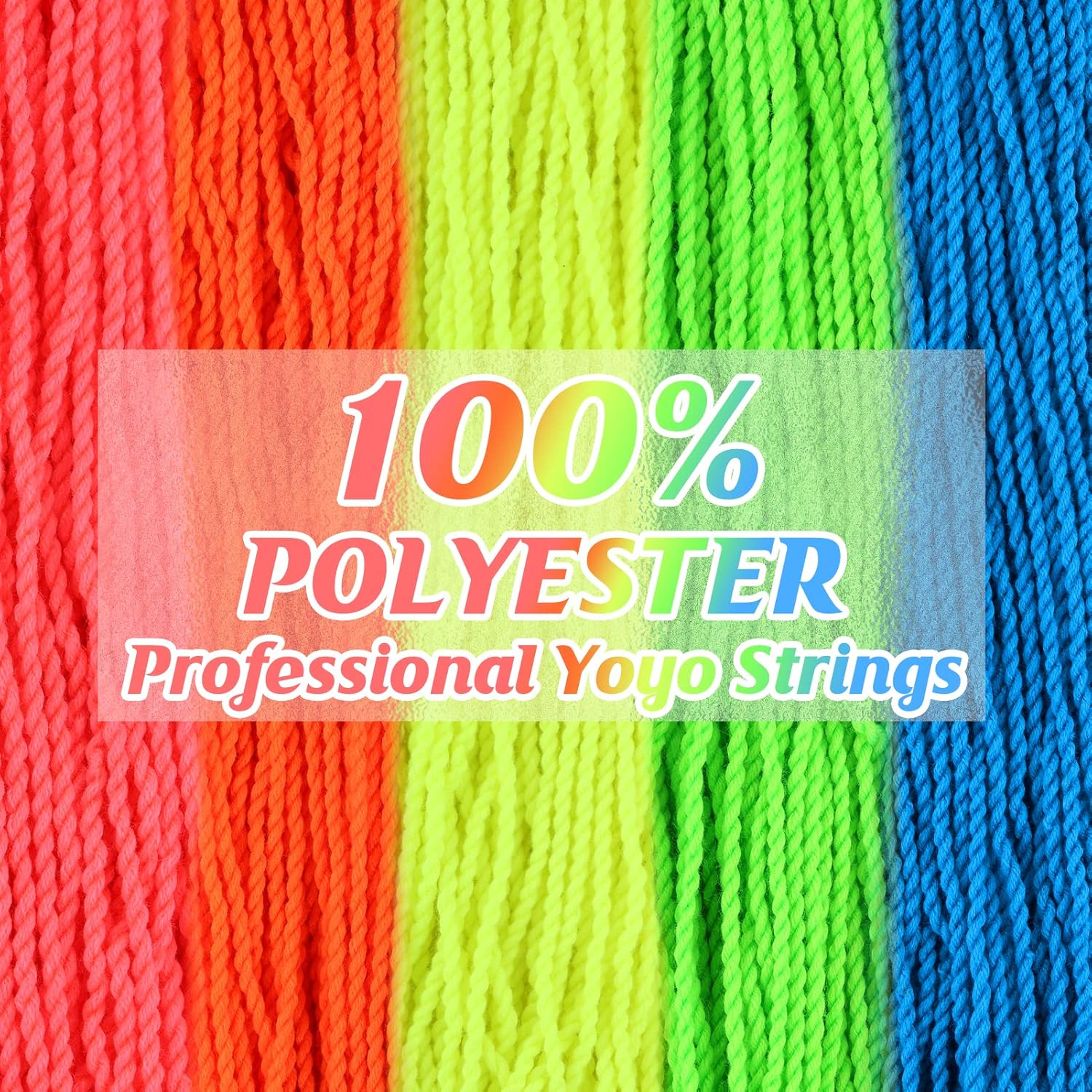 Paquete de 50 cuerdas profesionales de Yoyo, suaves 100% poliéster, para yoyos sensibles y que no responden, color azul, verde, rosa, amarillo,