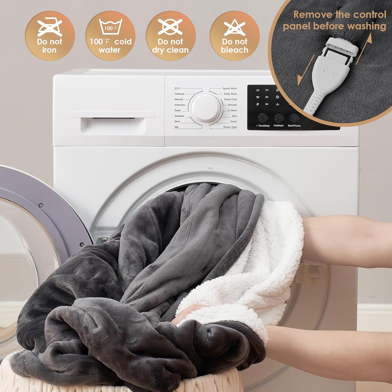 EHEYCIGA Manta térmica eléctrica tamaño King  Manta de calefacción con 5 niveles de calefacción y 10 horas de apagado automático, suave y acogedora