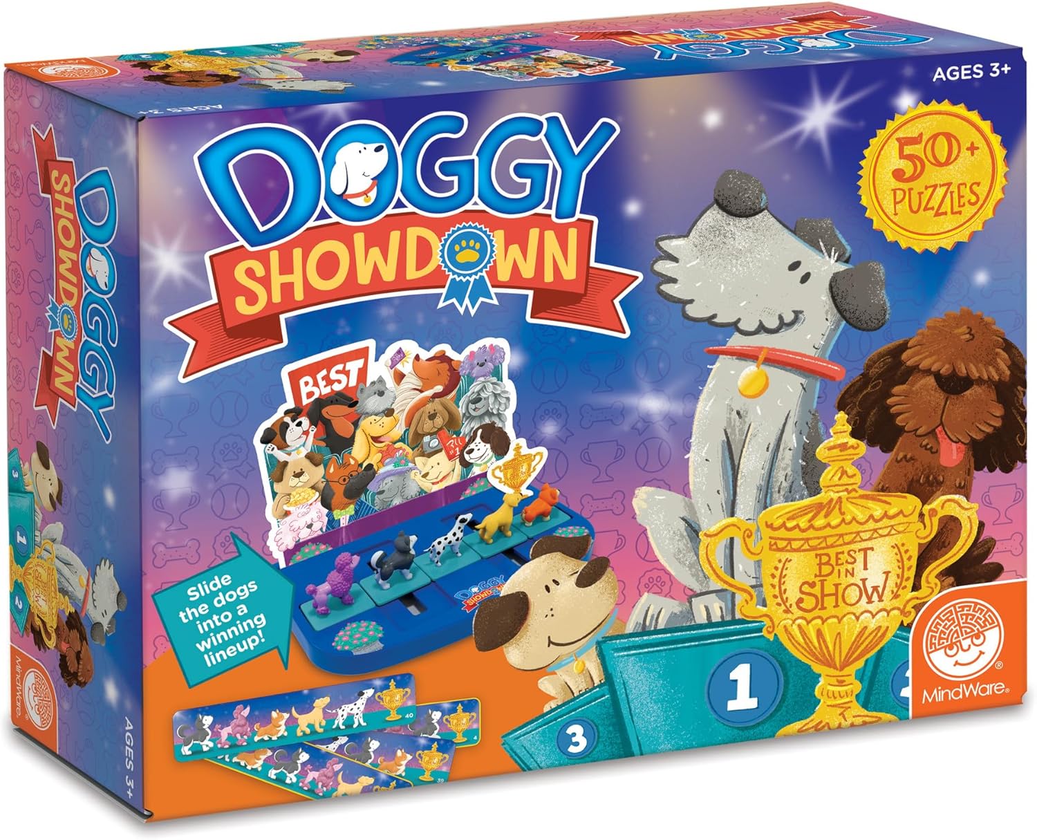 MindWare Juego de lógica de enfrentamiento de perritos, juego de rompecabezas para un jugador, juegos cerebrales portátiles para niños de 3 años en