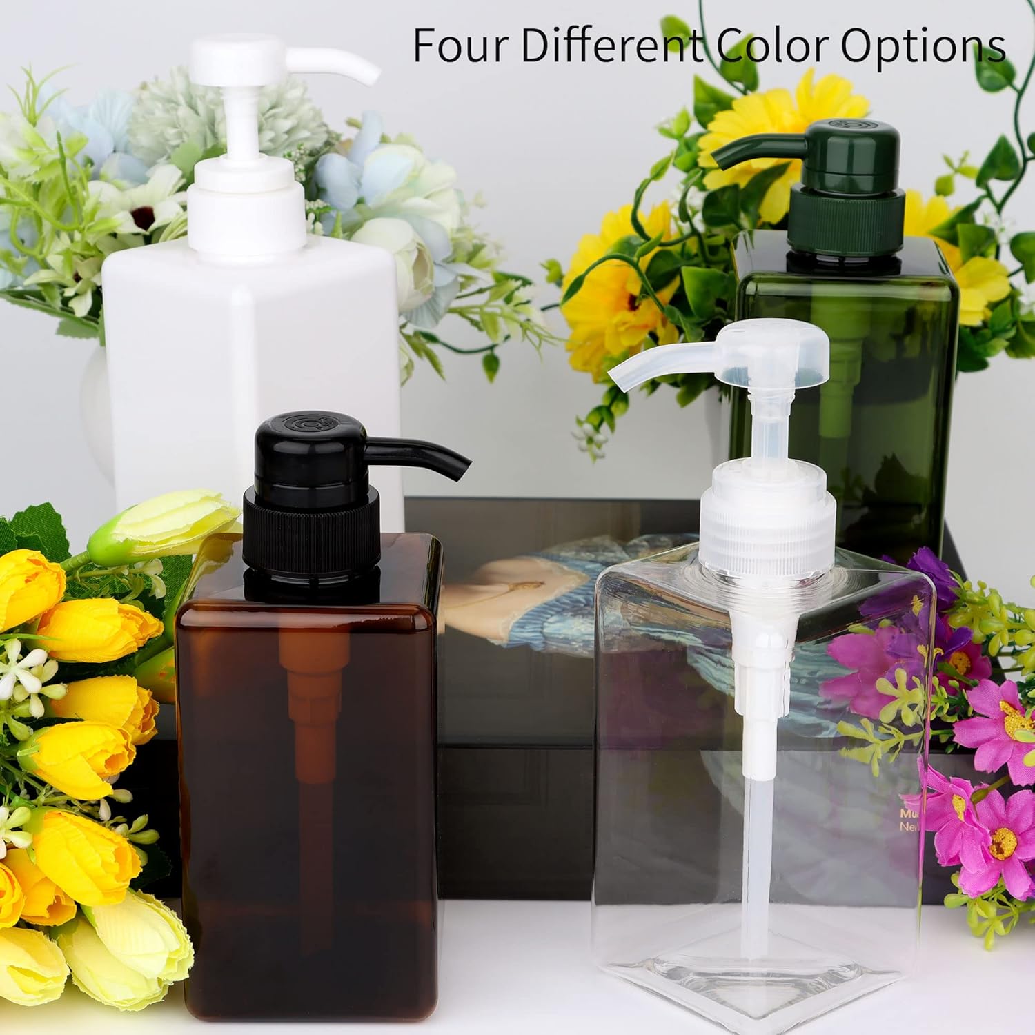 Dulinkas – Dispensador de botellas de plástico recargable de 15.2 fl oz15.2 onzas, dispensador de loción vacía, contenedor de líquido para aceite