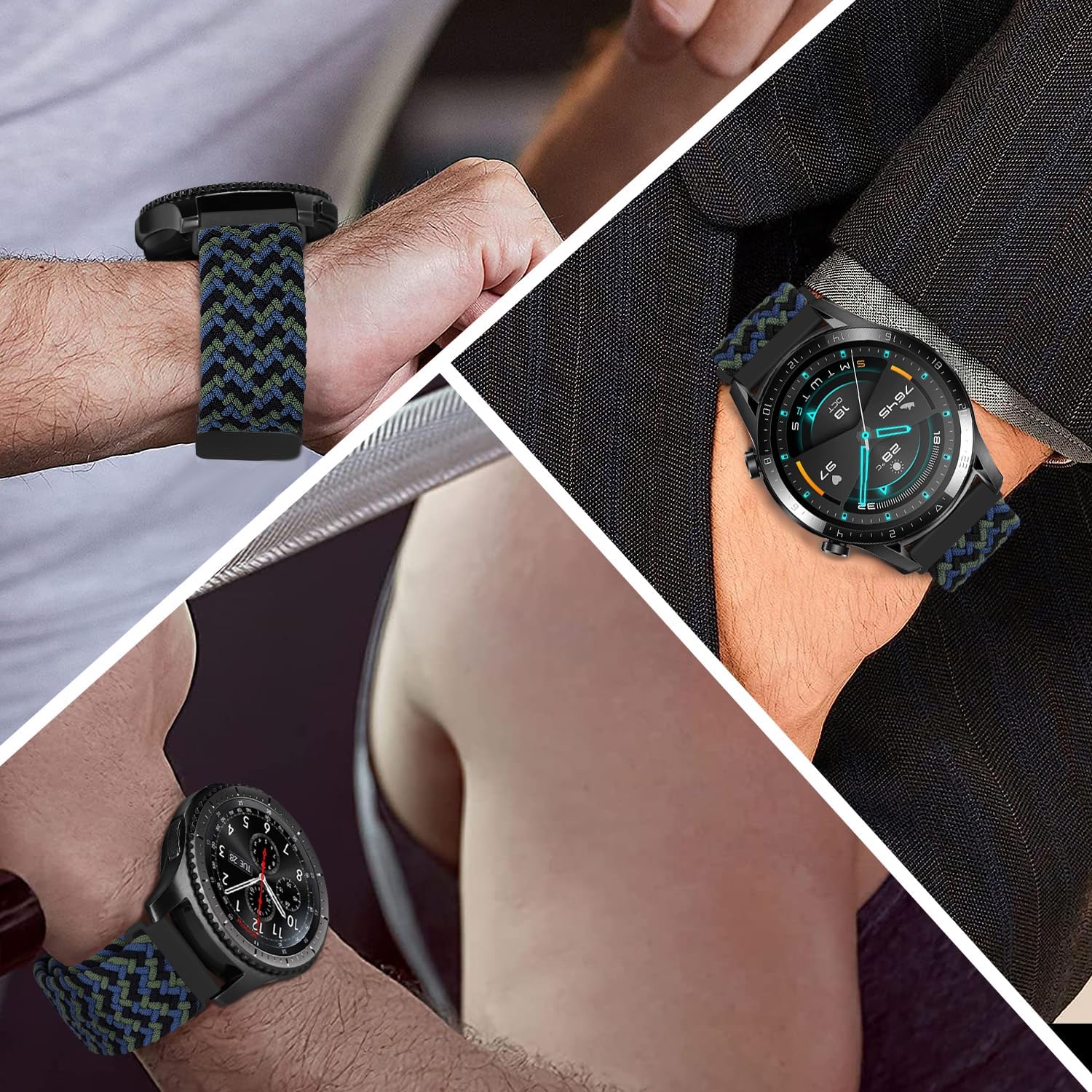 MroTech Correa deportiva trenzada de nailon de liberación rápida de 0.866 in, compatible con Samsung Galaxy Watch 3 de 1.772 in1.811 in (2019)Gear