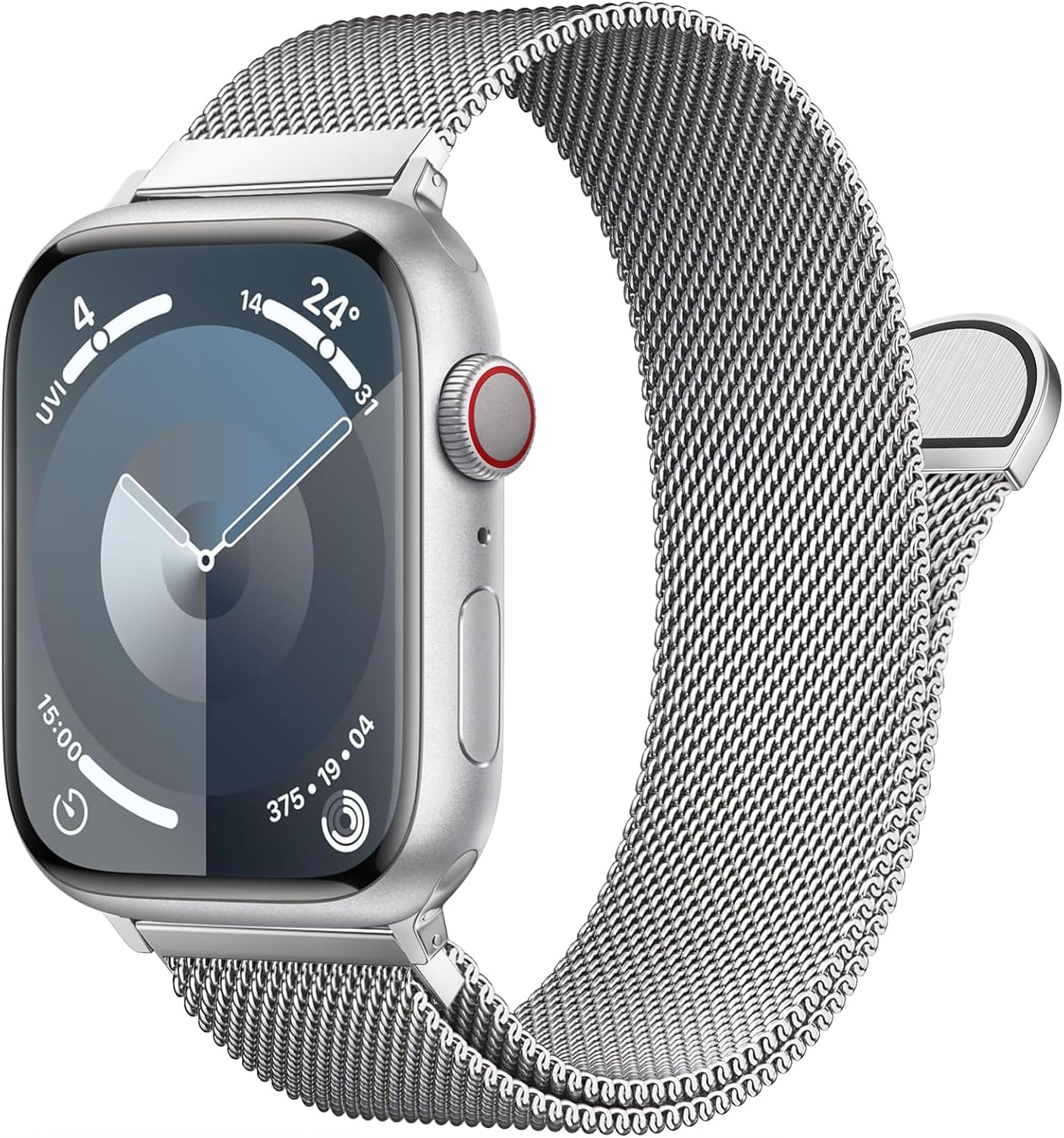 MARGE PLUS – Correa milanesa de acero inoxidable compatible con Apple Watch Band de 1.654 in, 1.732 in, 1.772 in, 1.929 in, 1.496 in, 1.575 in y