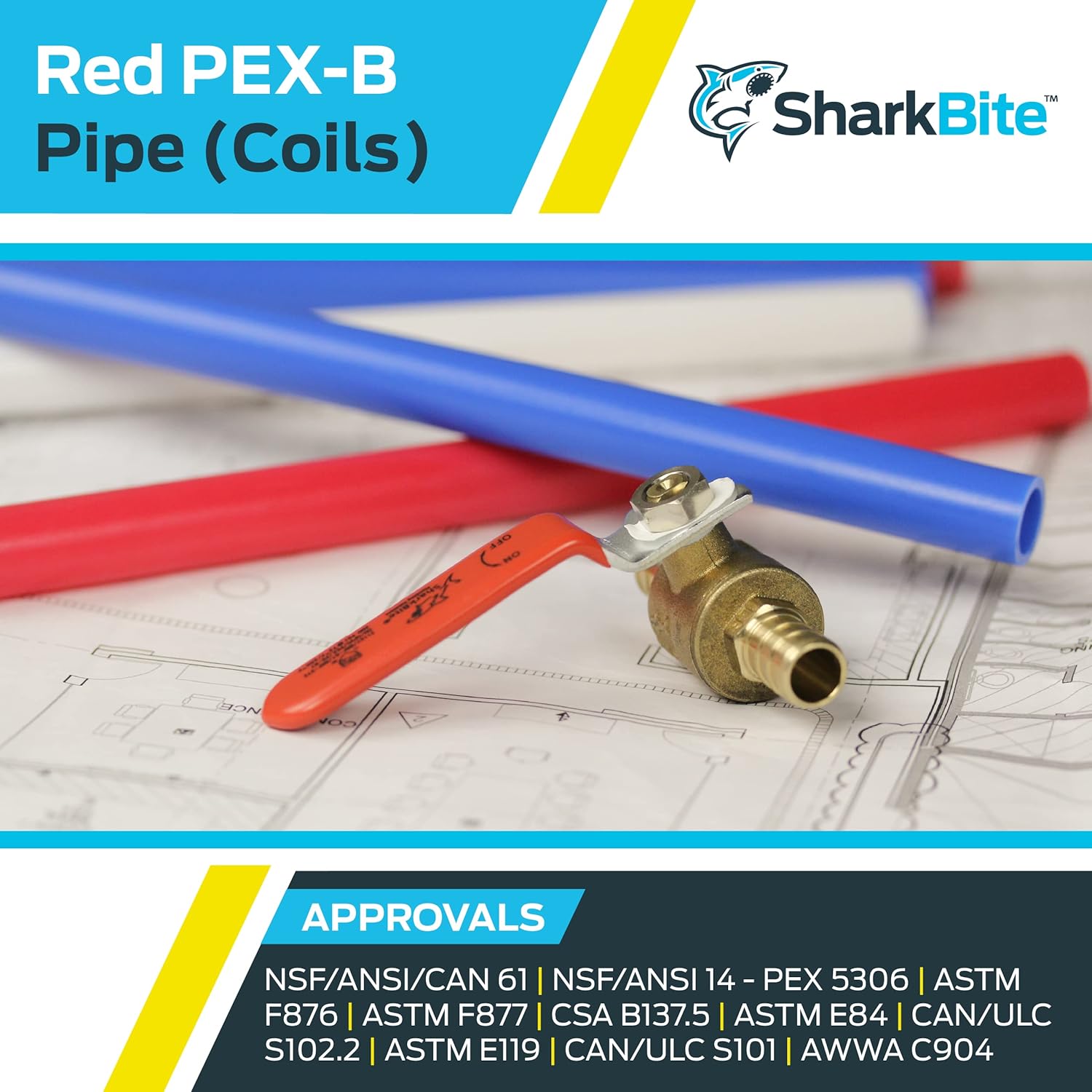 SharkBite – Tubería de agua flexible PEX de 12 pulgadas, roja, para tubería de agua potable, accesorios de fontanería con conexión de empuje, 50