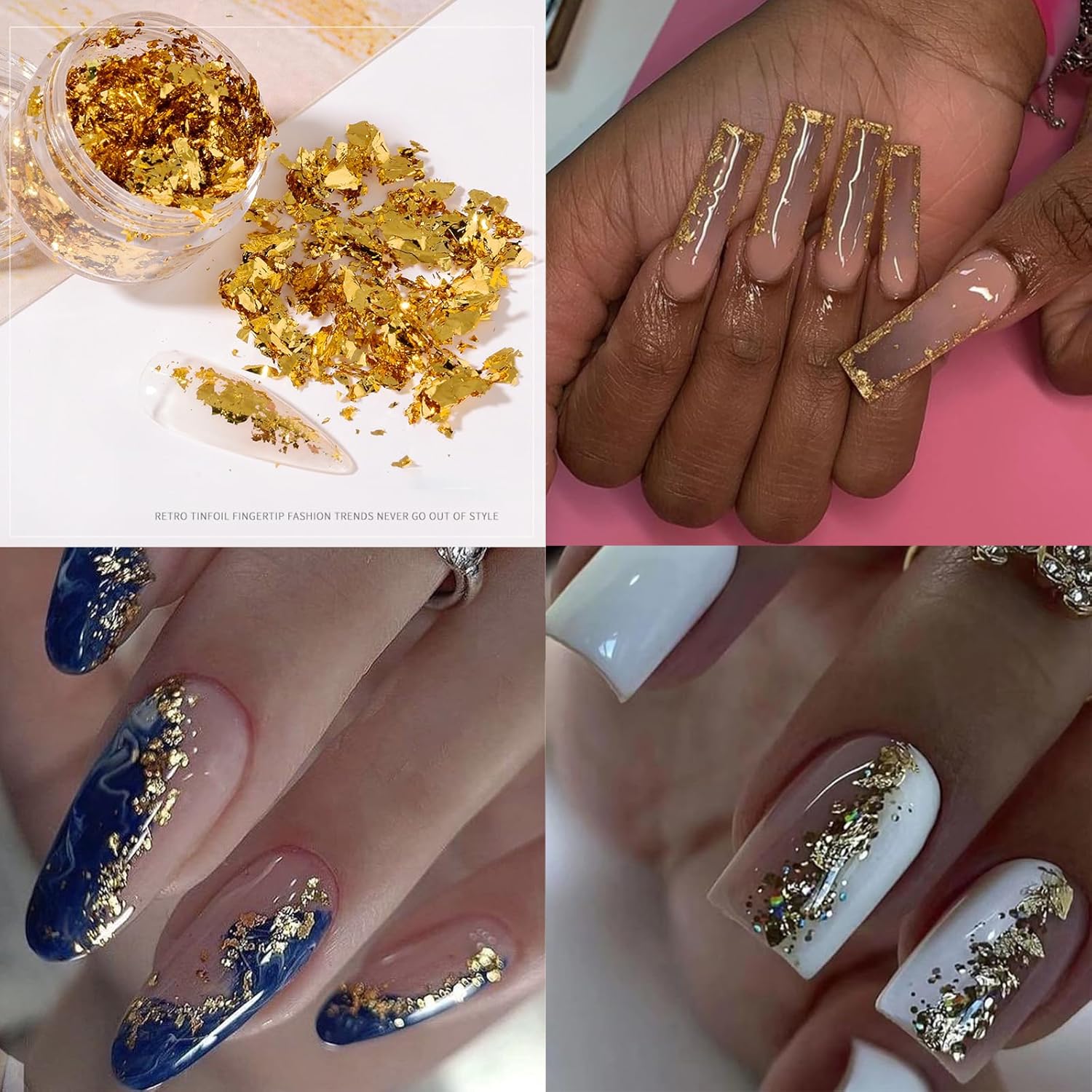 VOTACOS Diamantes de imitación para arte de uñas, diamantes de imitación de parte trasera plana, dijes de uñas dorados, múltiples formas,