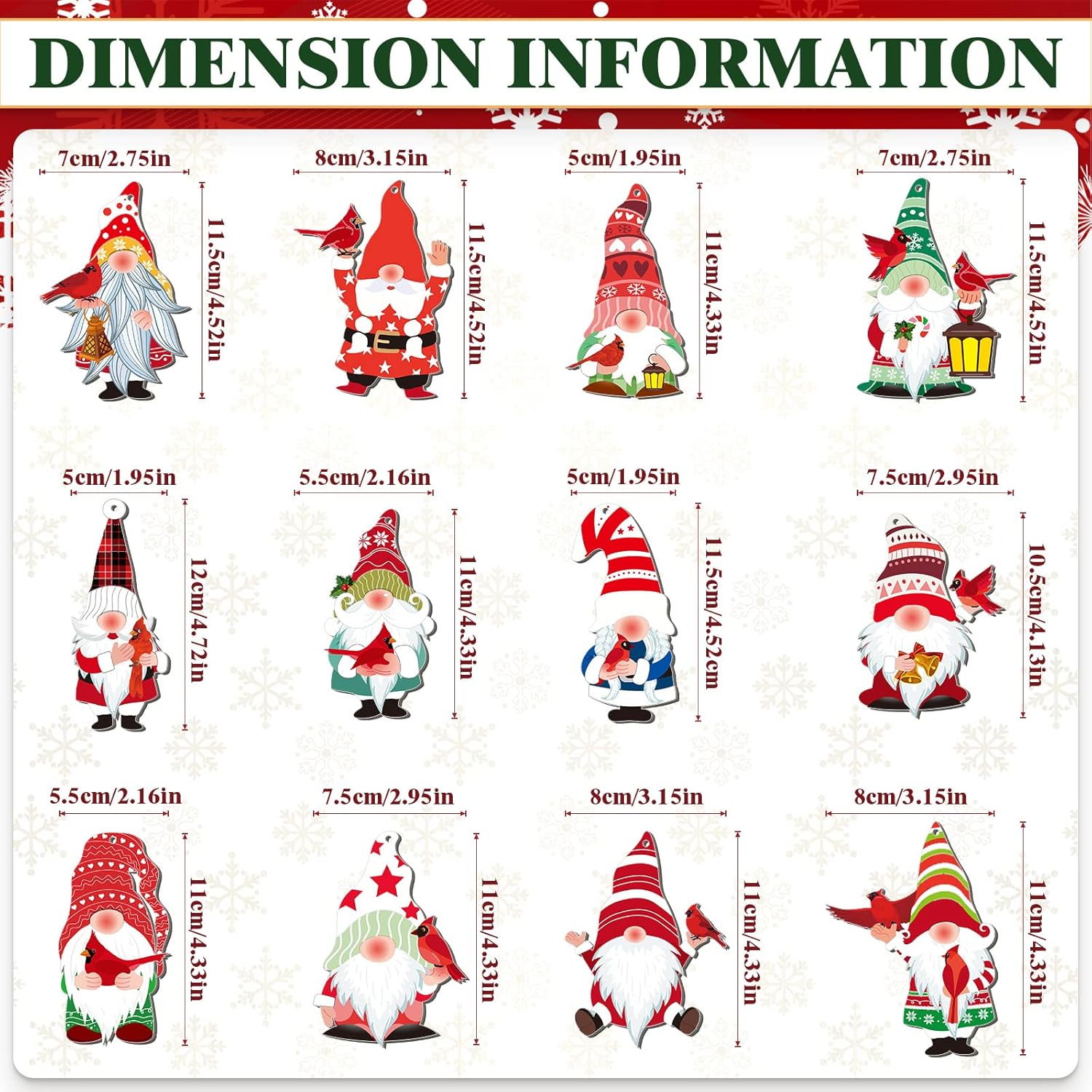 12 adornos colgantes de gnomo de madera para árbol de Navidad, decoraciones de madera de elfo de Navidad, adornos colgantes de madera de elfo,