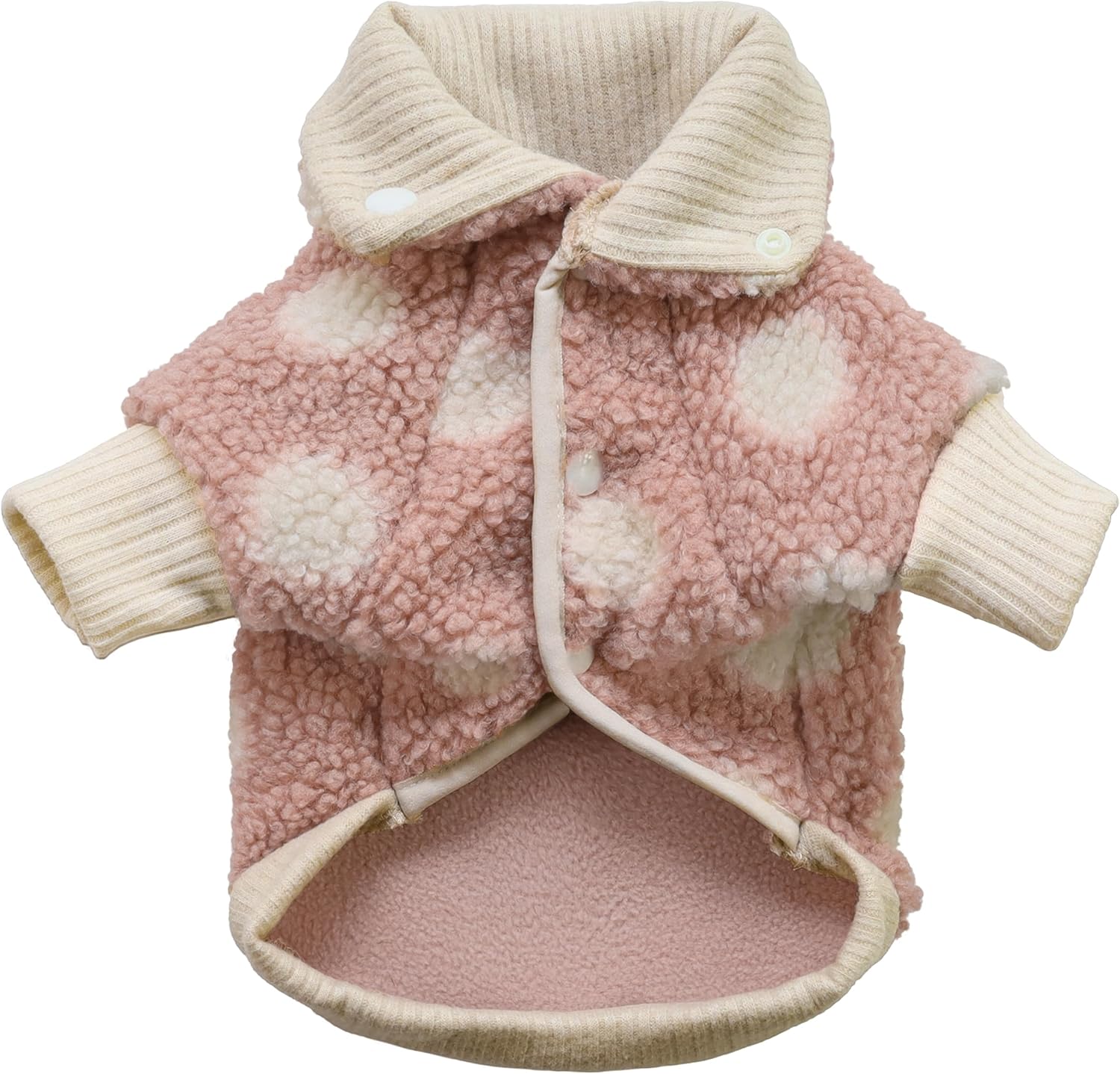 Fitwarm Abrigo de perro de sherpa a lunares, ropa de invierno para perros pequeños y niñas, suéter mullido para mascotas, atuendo para gatos, rosa,