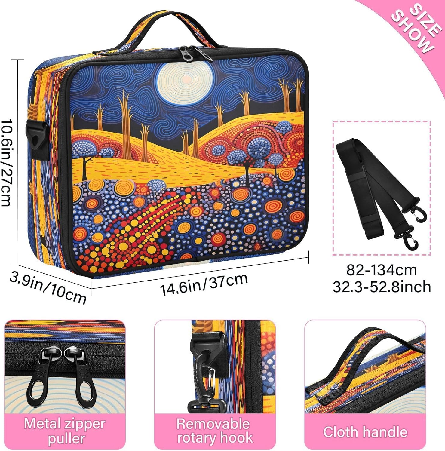 Art Dream Yellow Blue storage cosmetic travel make up bag up bag organizator large makeup bag neceser para maquillaje for women girl teen mom kids