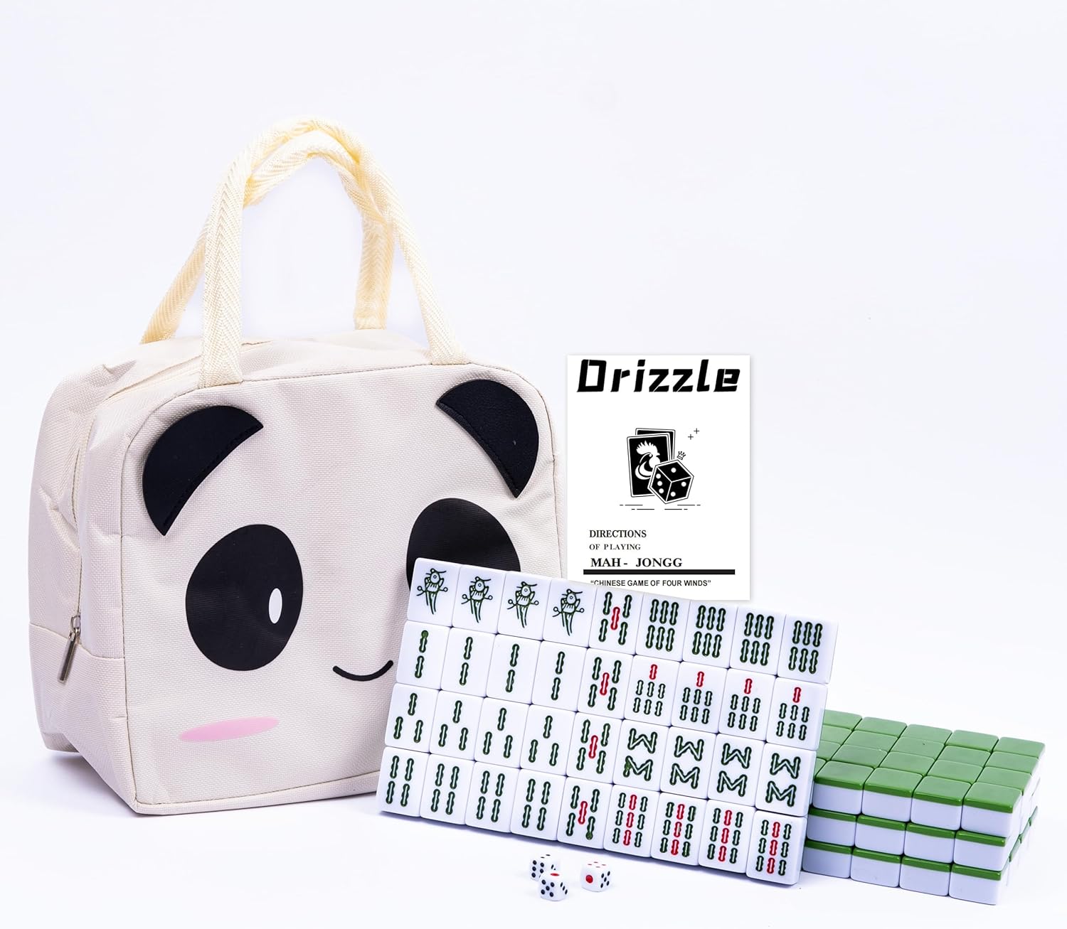 drizzle Juego de Mahjong numerado de 1.181 in  1.2 pulgadas portátil 146 azulejos premium  Juego de versión tradicional china  Manual para