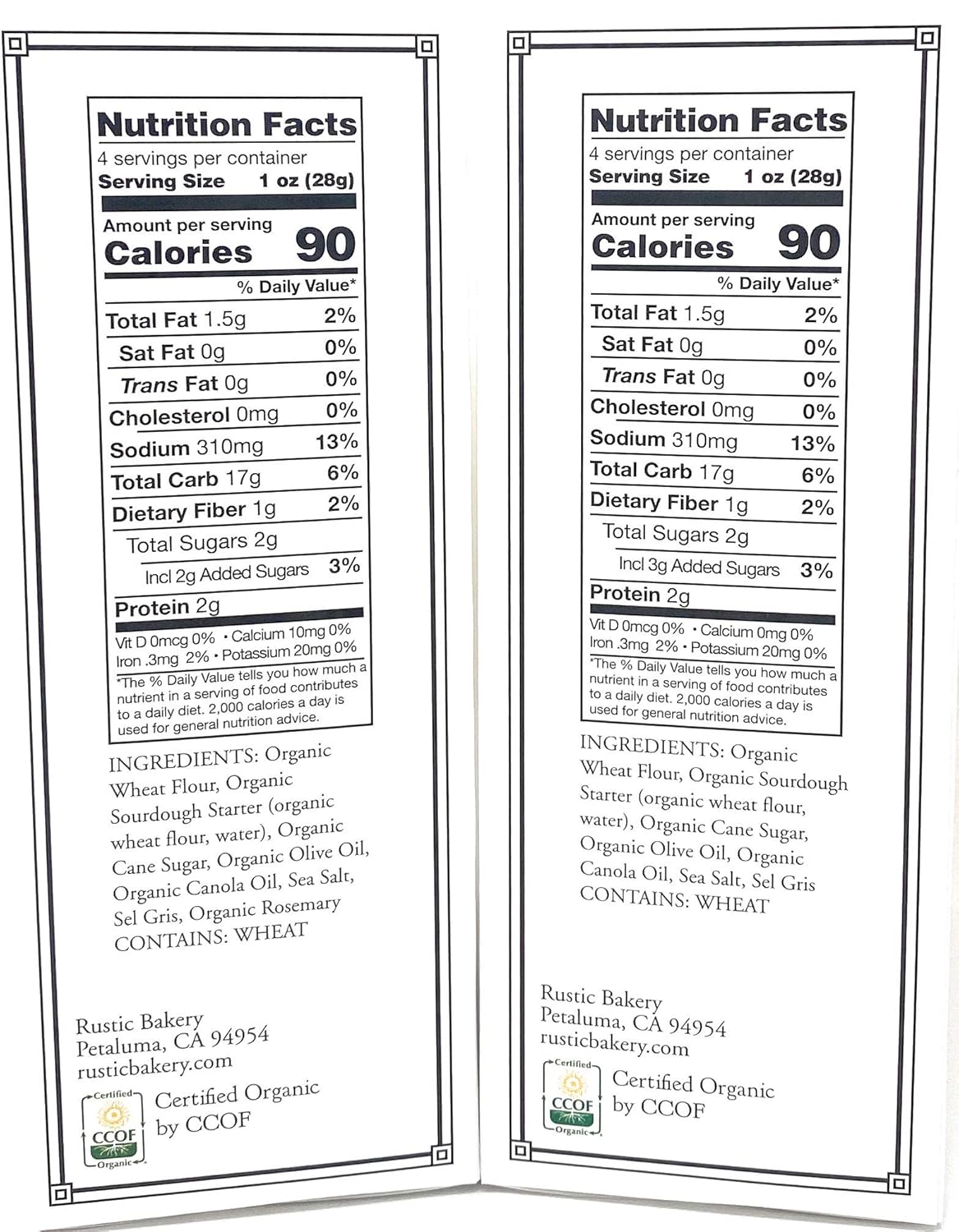 Rustic Bakery Crackers Organic Romero Sourdough Gourmet Flatbread Bite Tamaño Dos Veces Horneado Variedad Bundle  Aceite de oliva y Sel Gris, romero