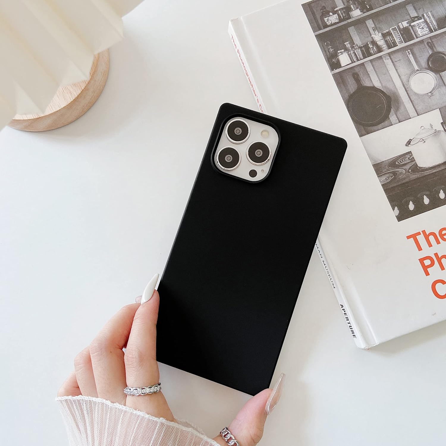 Jmltech Funda de borde cuadrado, para iPhone 14 Pro Max, funda protectora de silicona, delgada, a prueba de golpes, flexible, para mujeres y niñas,