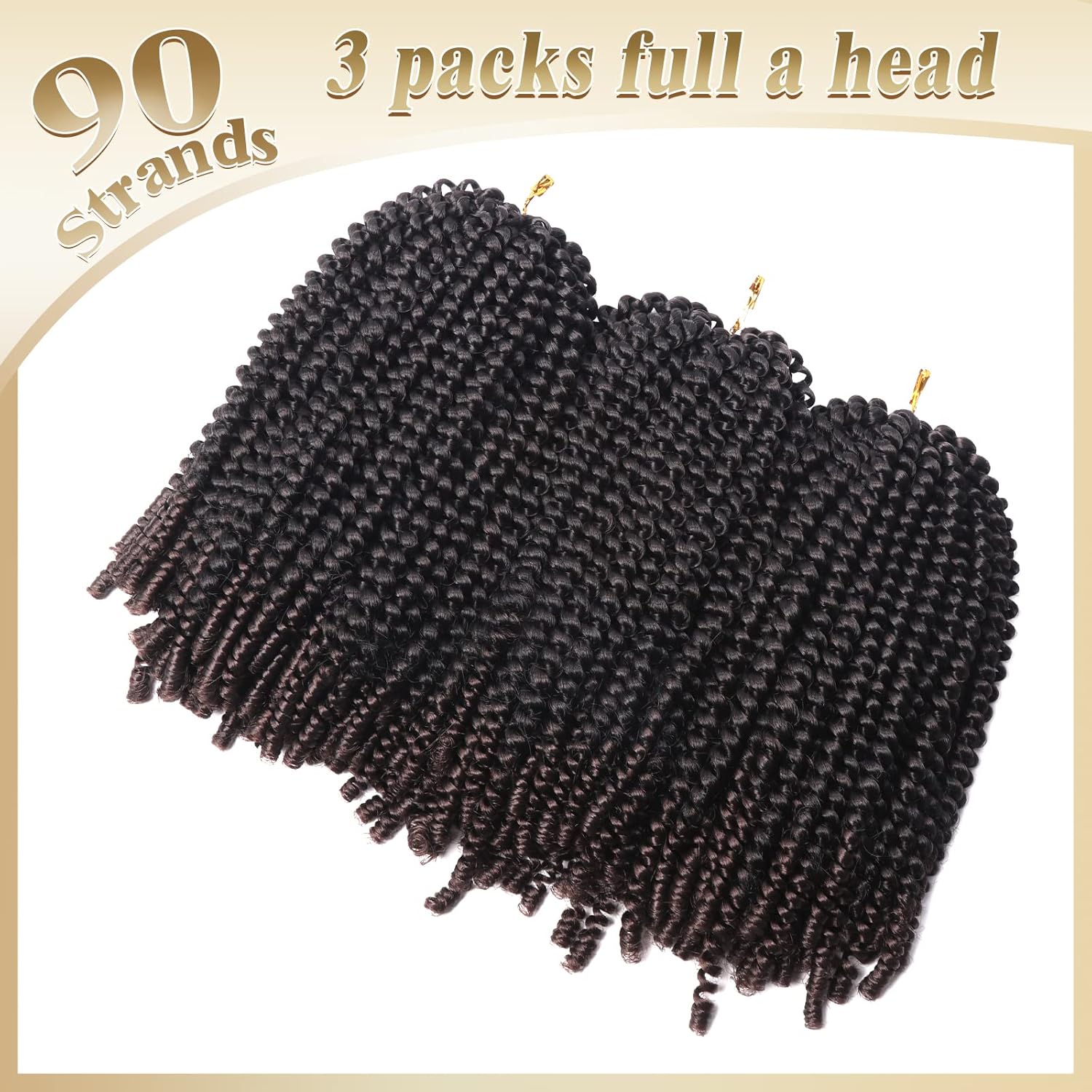 Paquete de 3 extensiones de trenzas de pelo muy rizado o trenzas africanas de pelo sintético de fibra resistente