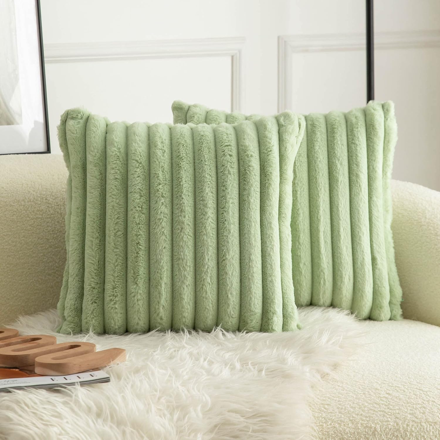 Neelvin Fundas de almohada decorativas de piel sintética de doble cara para sofá, dormitorio, automóvil