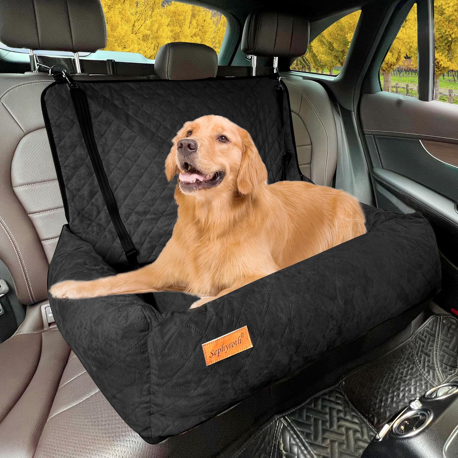Asiento de automóvil para perros medianos o 2 perros pequeños, cama de automóvil para perros, asiento de automóvil lavable para mascotas con tela de