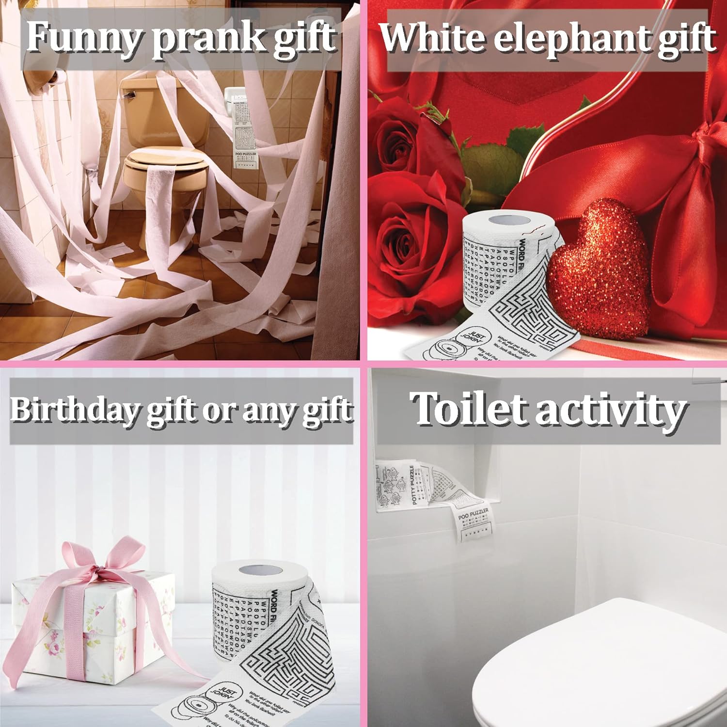 Rollo de papel higiénico novedoso, rollo de papel higiénico para baño, divertido papel higiénico, regalos de broma, regalos divertidos de broma,