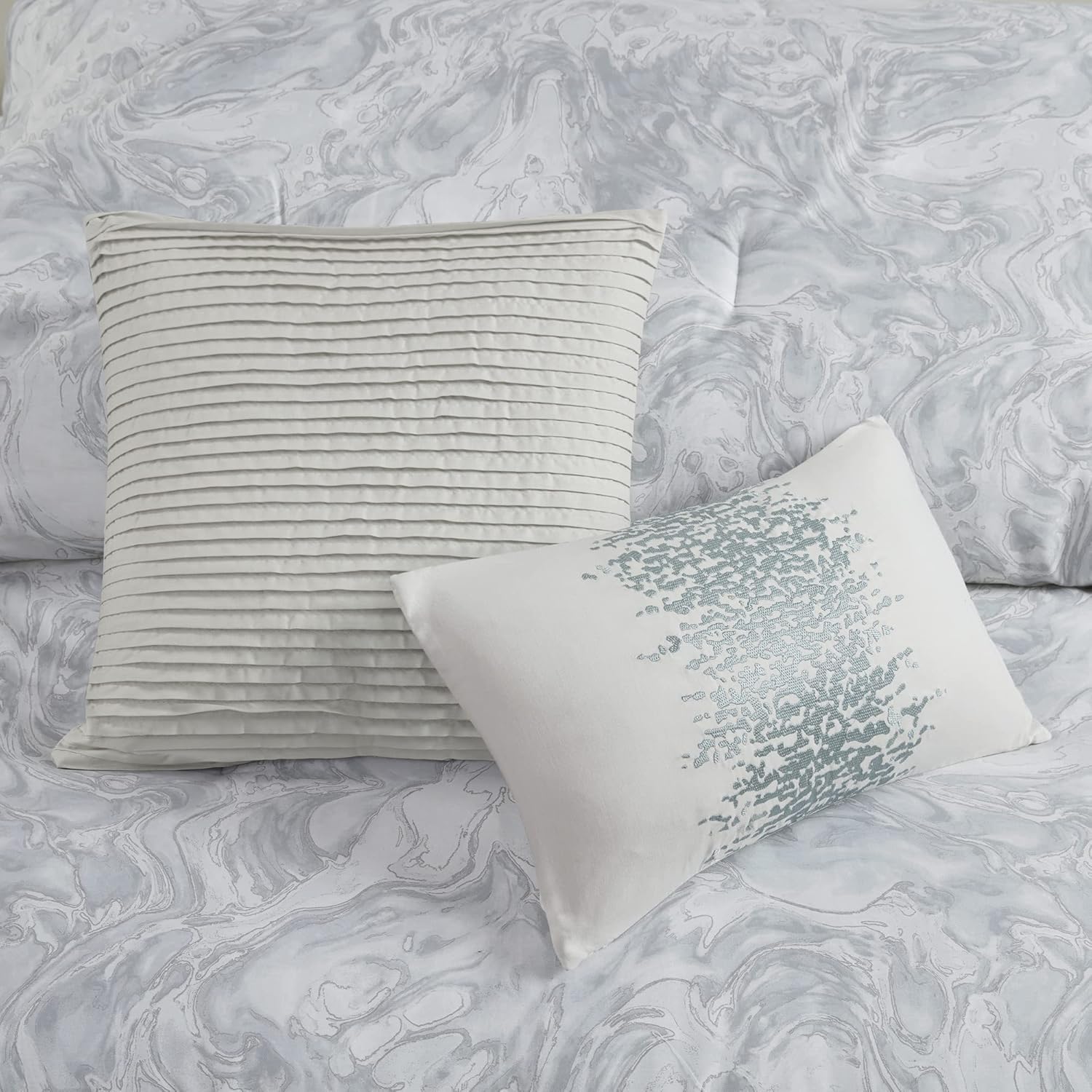 Madison Park Emory – Juego de edredón de algodón acogedor, diseño moderno de mármol para todas las estaciones, ropa de cama casual alternativa con