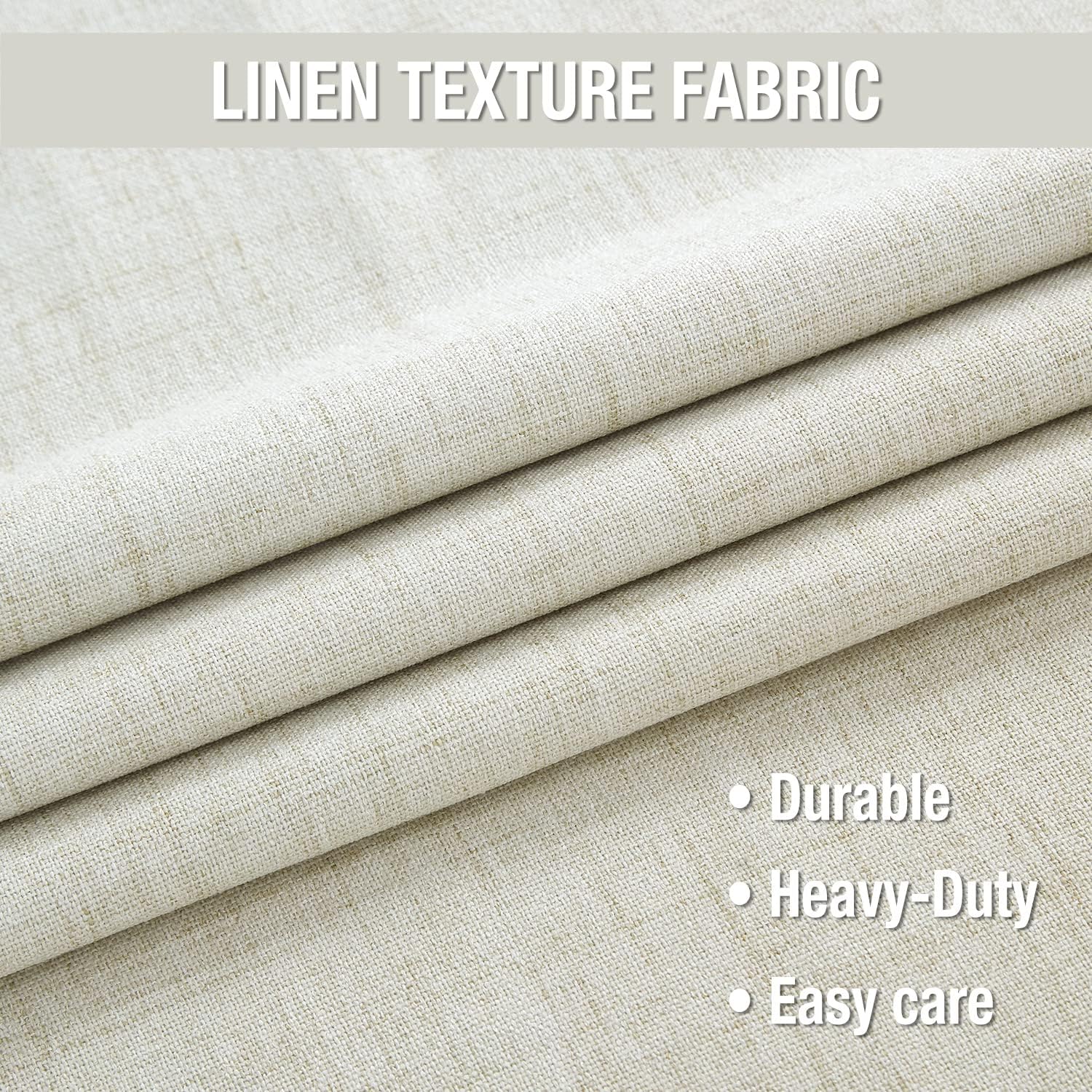Urban Lotus Cortinas opacas completas de color marfil para sala de estar, triple tejido, con aislamiento térmico, cortinas de lino beige natural,