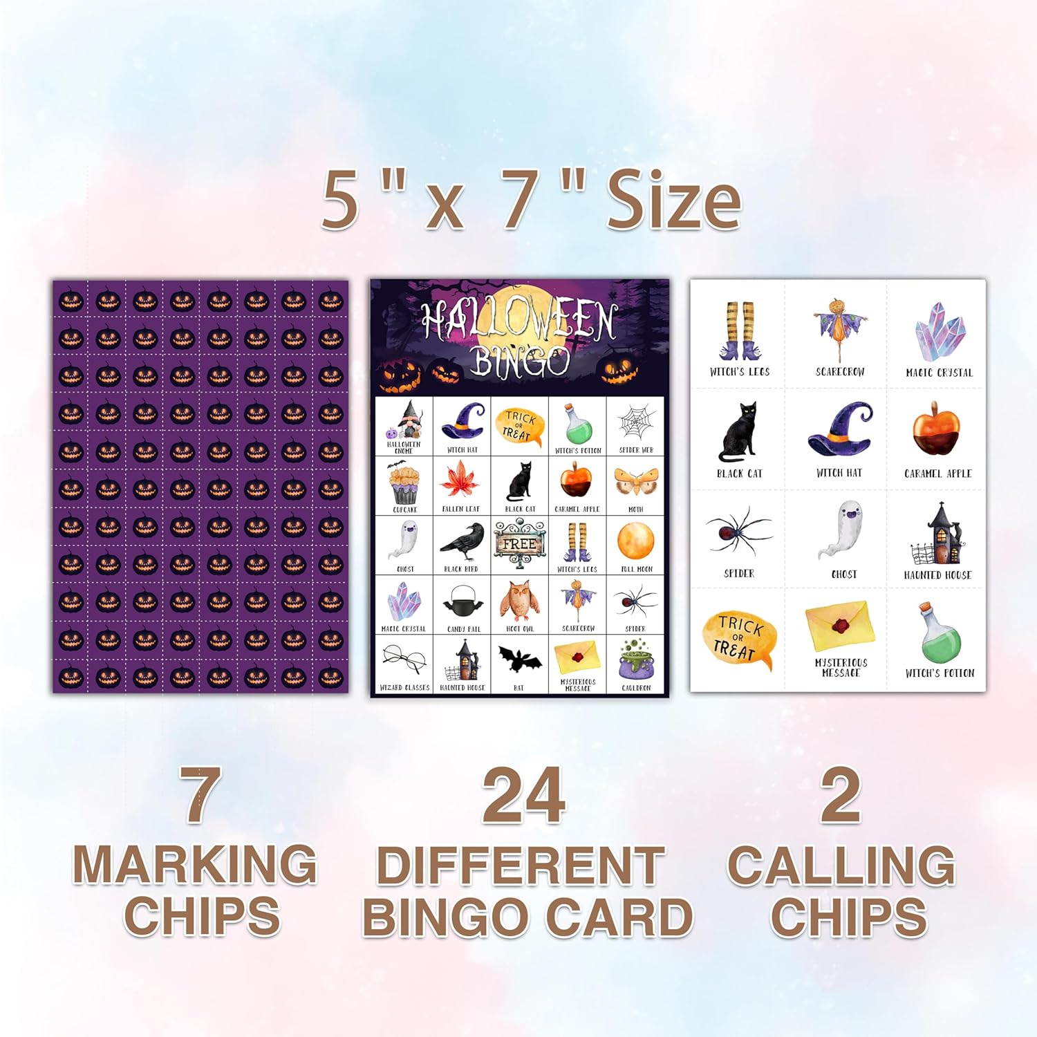DOQPO Juegos de bingo de Año Nuevo de Halloween, tarjetas de bingo de Halloween, juegos de fiesta de Halloween para adultos y familias actividades