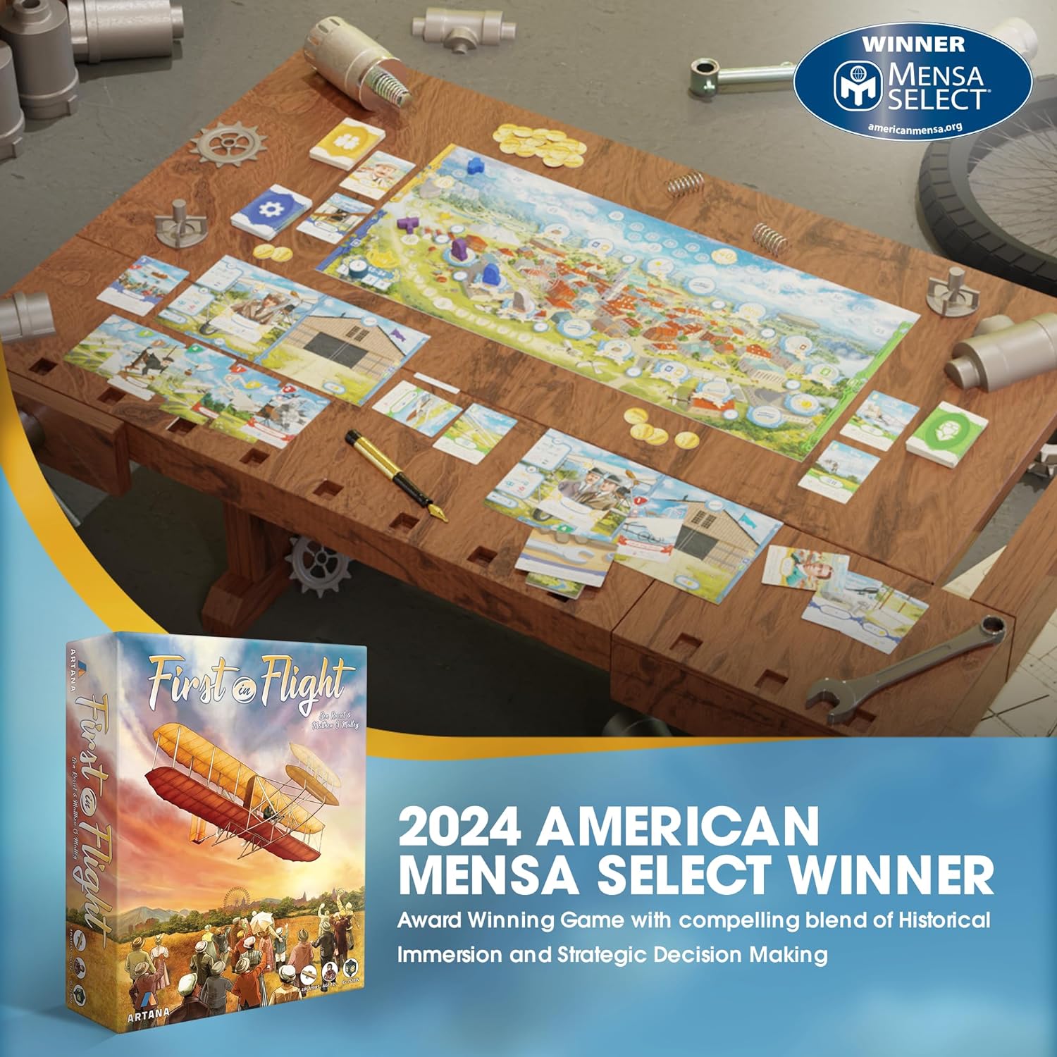 First in Flight A Historical Aviation Board Game – Juego de mesa de estrategia para adolescentes, adultos y familias – Un juego de cartas de