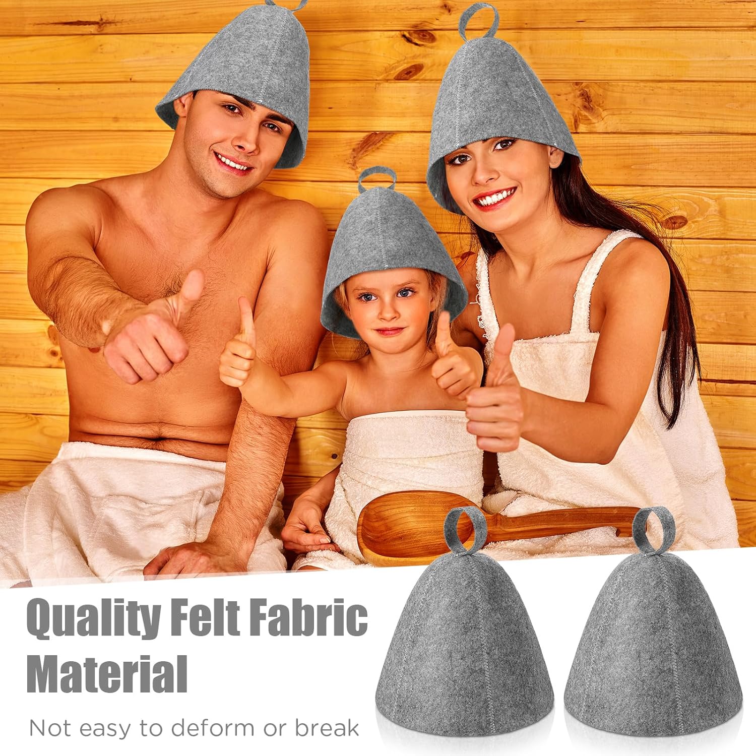 Jiuguva Sombreros de sauna de lana, sombrero ruso para sauna, sombreros de sauna para mujeres, accesorios de ducha de sauna (gris, 12 piezas)
