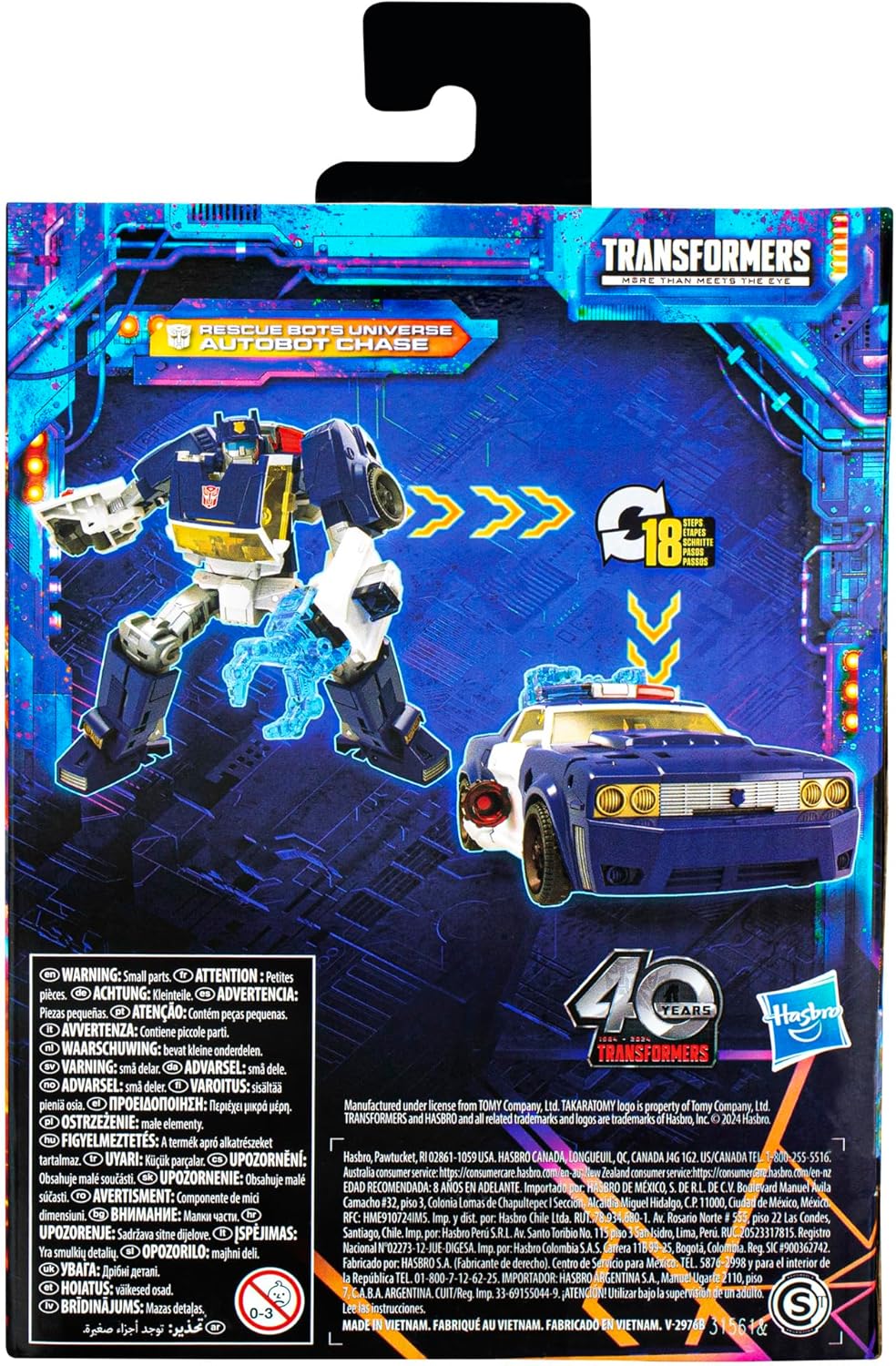 Transformers Legacy United Deluxe Class Rescue Bots Universe Autobot Chase, figura de acción de conversión de 5.5 pulgadas, 8+