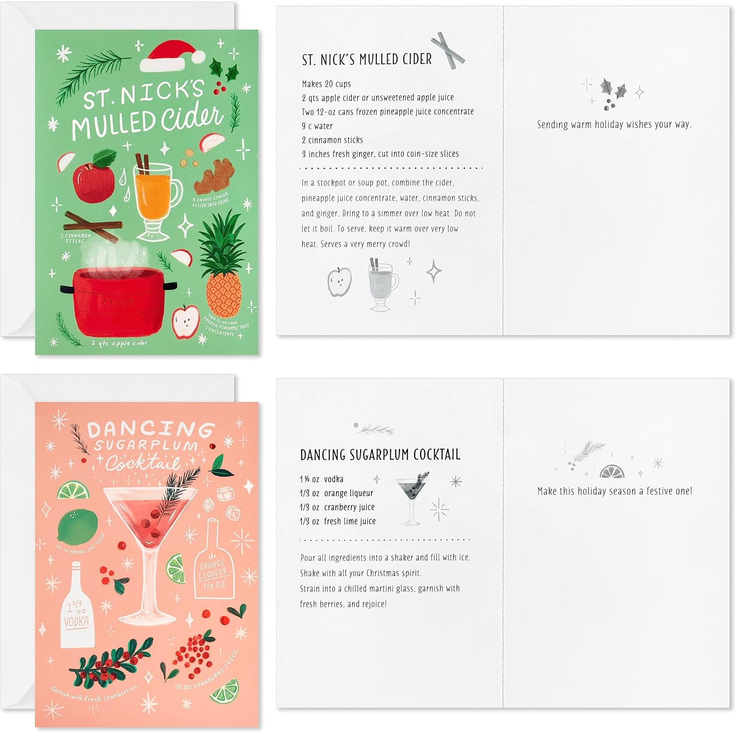 Hallmark Surtido de tarjetas navideñas en caja con recetas navideñas (15 tarjetas con sobres)