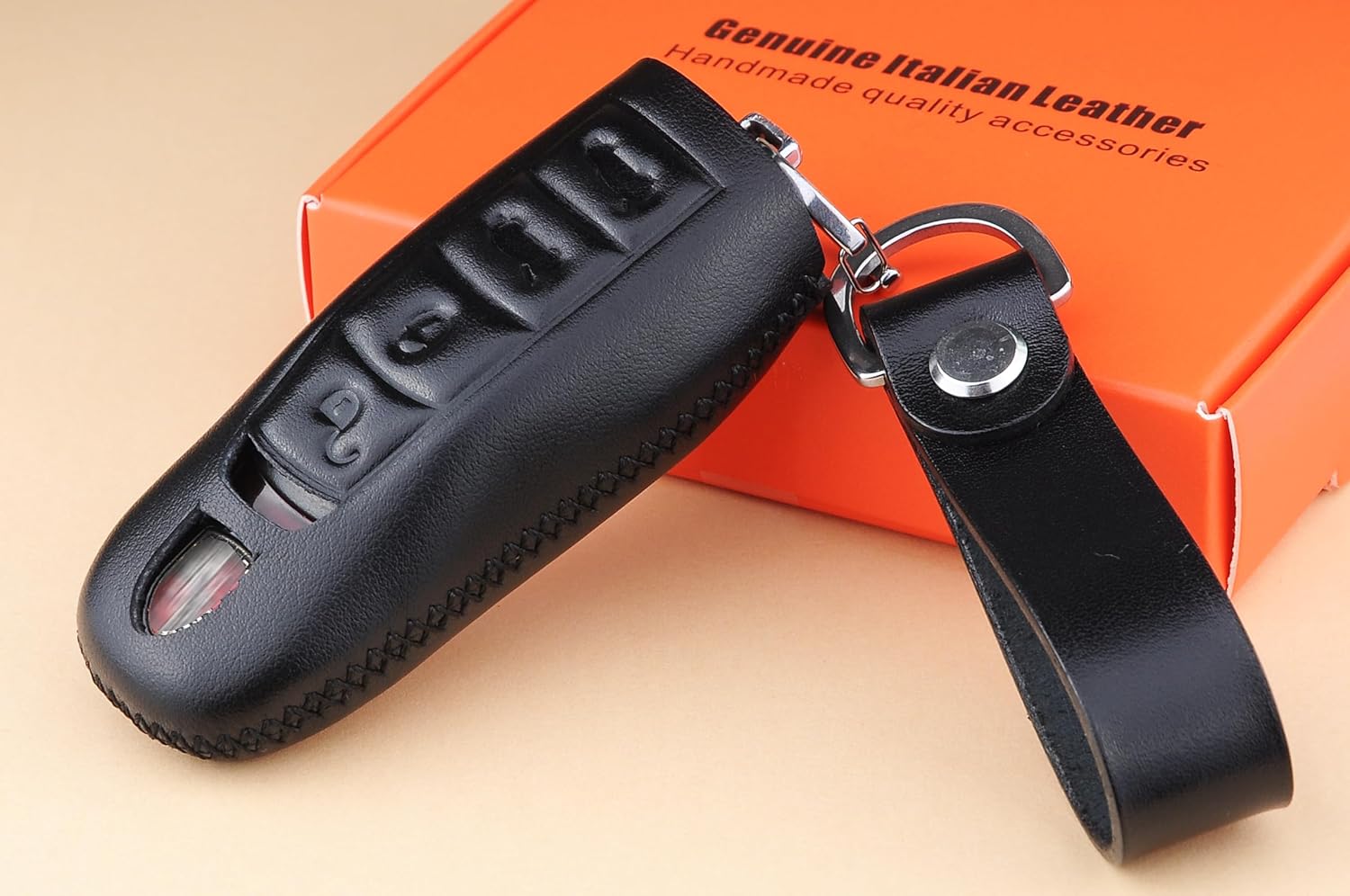 Funda de piel italiana para llavero compatible con Boxster Turbo Porsche Cayenne Panamera Macan Cayman 911
