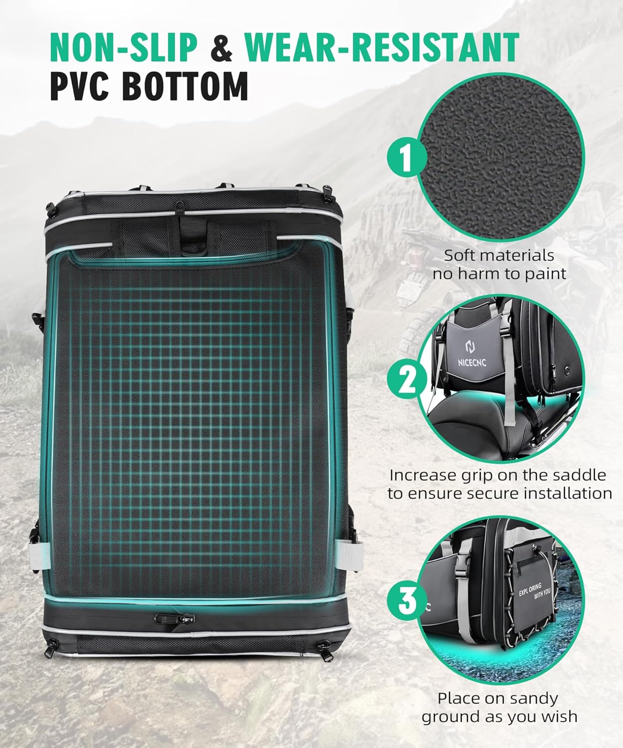 NICECNC Bolsa de equipaje para motocicleta, bolsa expandible para asiento trasero de motocicleta, bolsa universal de almacenamiento para casco de