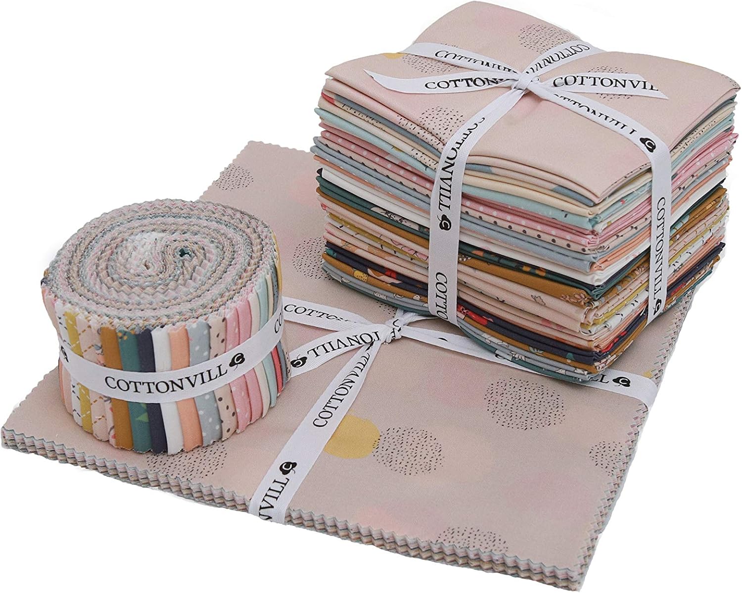 COTTONVILL Our Story 20COUNT – Tela de algodón con estampado (1 yarda, 08 pétalos, melocotón)