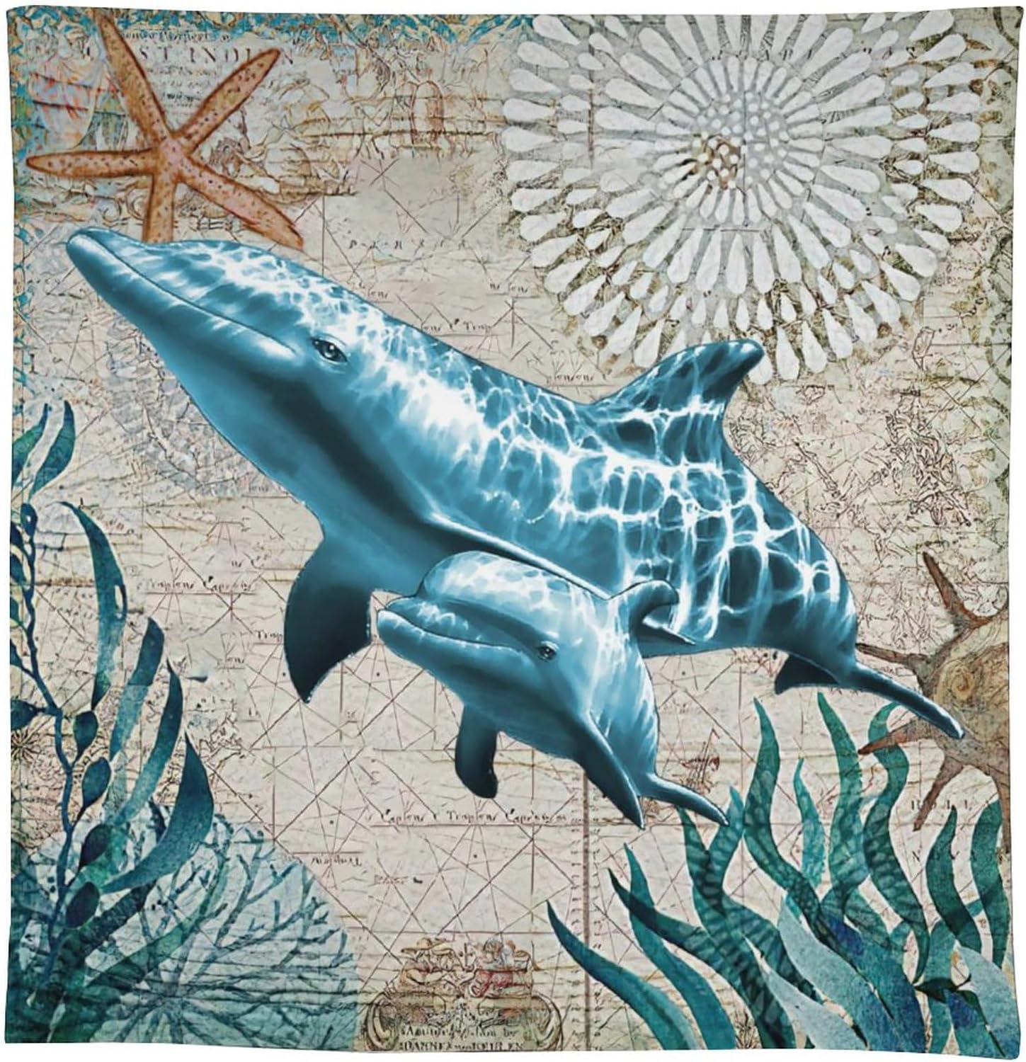 Mantel rectangular con temática de paisaje de animales marinos, mantel de picnic de 55 x 55 pulgadas, mantel para mesa de picnic al aire libre para