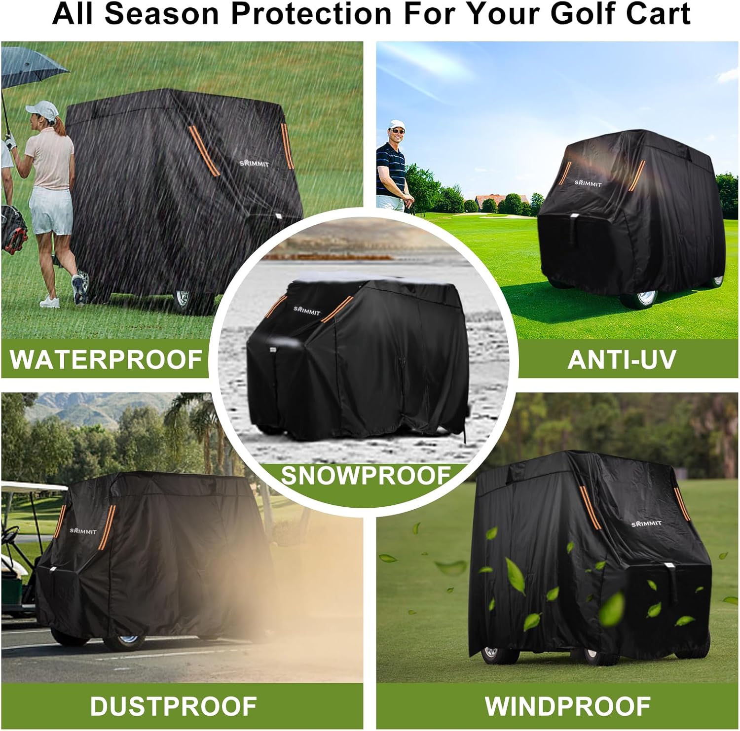 Fundas para carrito de golf para 4 pasajeros, 420D, resistentes para EZ GO, fundas impermeables a prueba de sol, a prueba de polvo, cubierta