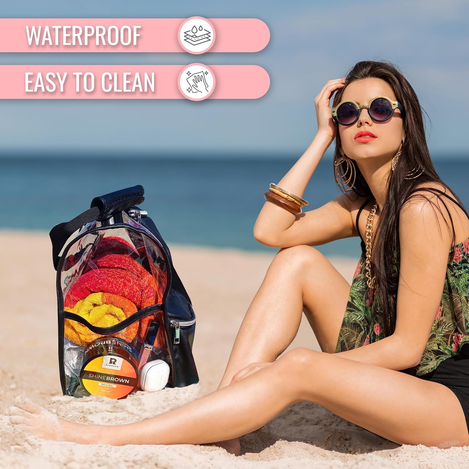 Bolsa de maquillaje transparente extragrande para mujer, bolsas de aseo impermeables para viajes, bolsa organizadora de cosméticos transparente con