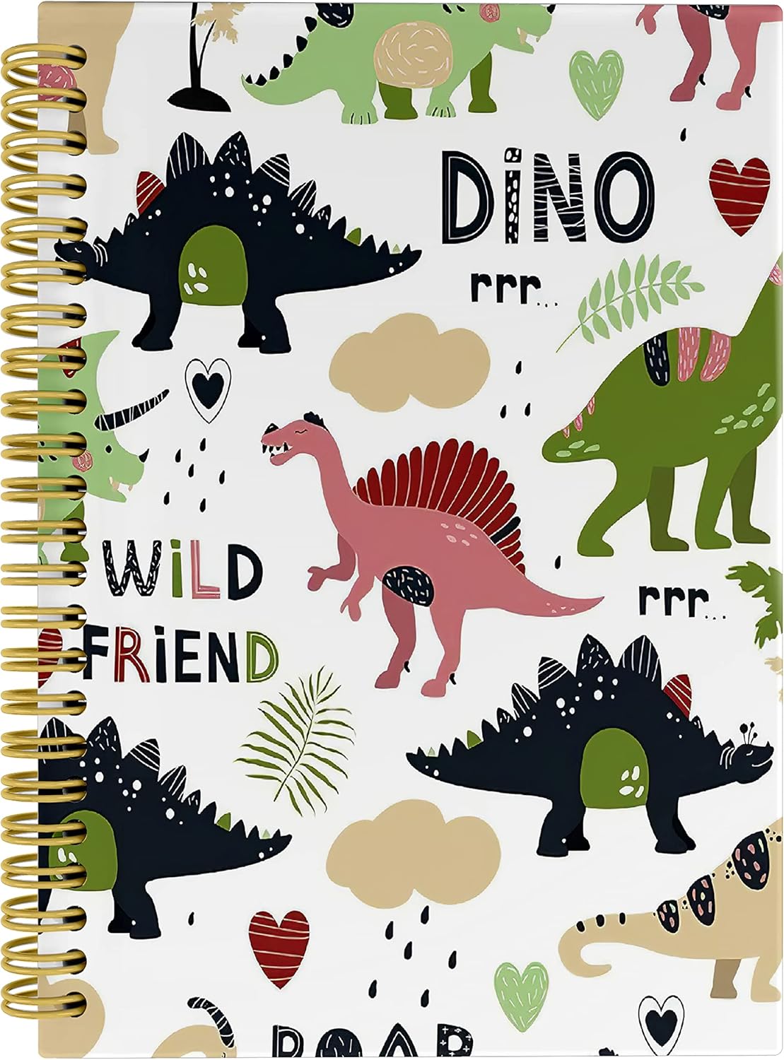 Cuaderno de dinosaurios para niños, cuadernos de dinosaurios en espiral de rayas anchas para niños, cuaderno encuadernado en espiral de 5.5 x 8.3
