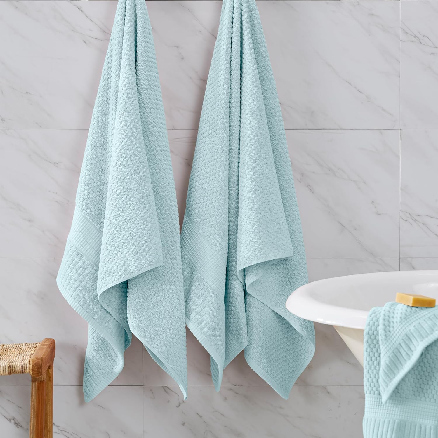 NY Loft Juego de 6 toallas 100% algodón, supersuaves y absorbentes, de secado rápido, 2 toallas de baño, 2 toallas de mano y 2 paños para la cara,