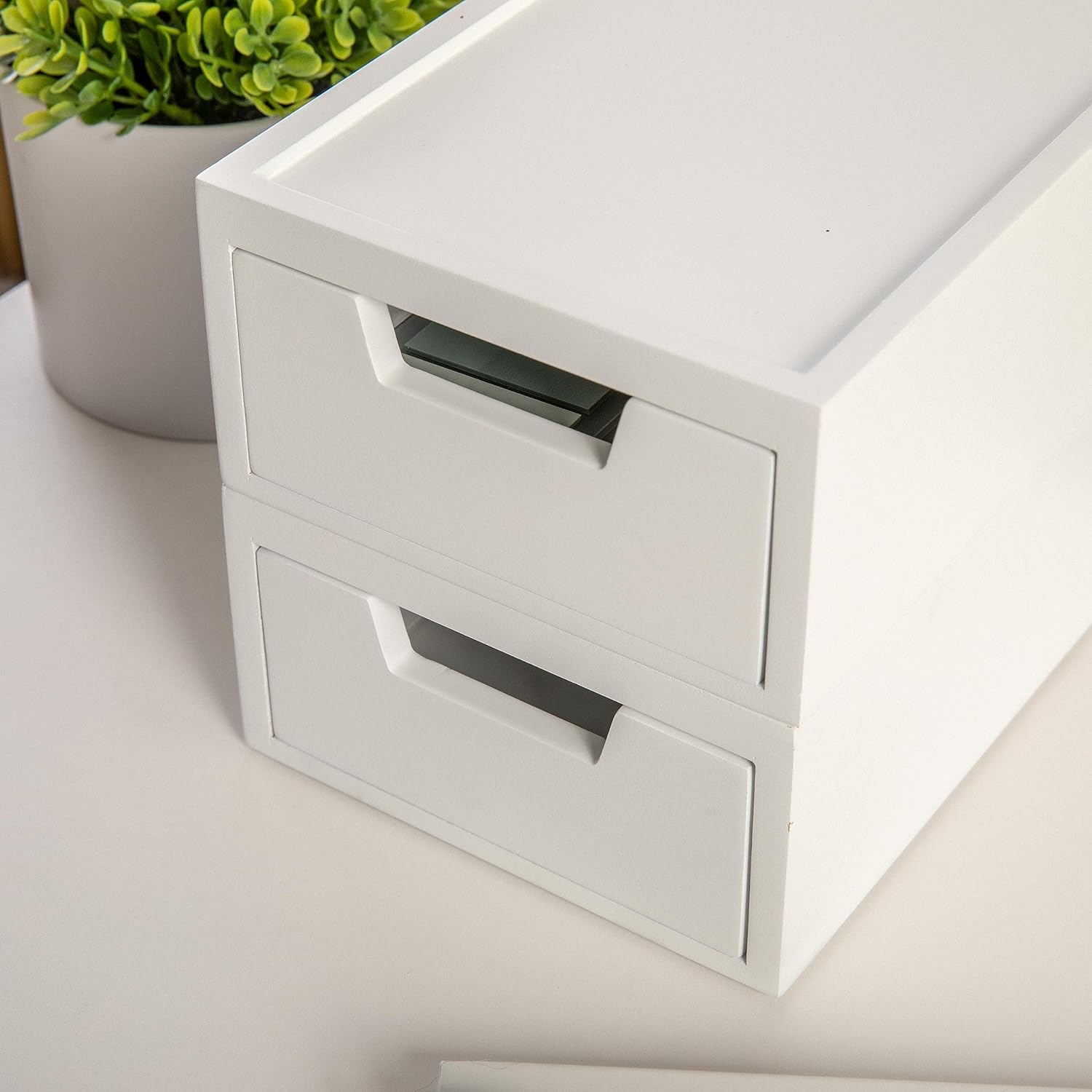Martha Stewart Weston – Cajas de almacenamiento apilables de madera con cajones extraíbles, organizadores de almacenamiento de madera de ingeniería,