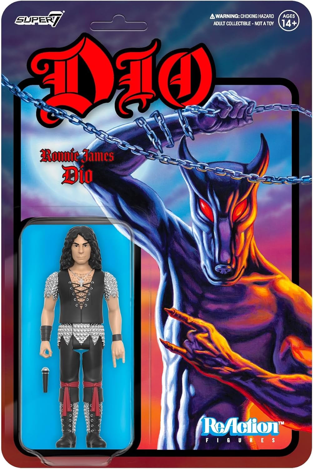 Super7 Ronnie James Dio – Figura de acción Dio de 3.75 pulgadas con accesorio de metal pesado coleccionables y juguetes retro