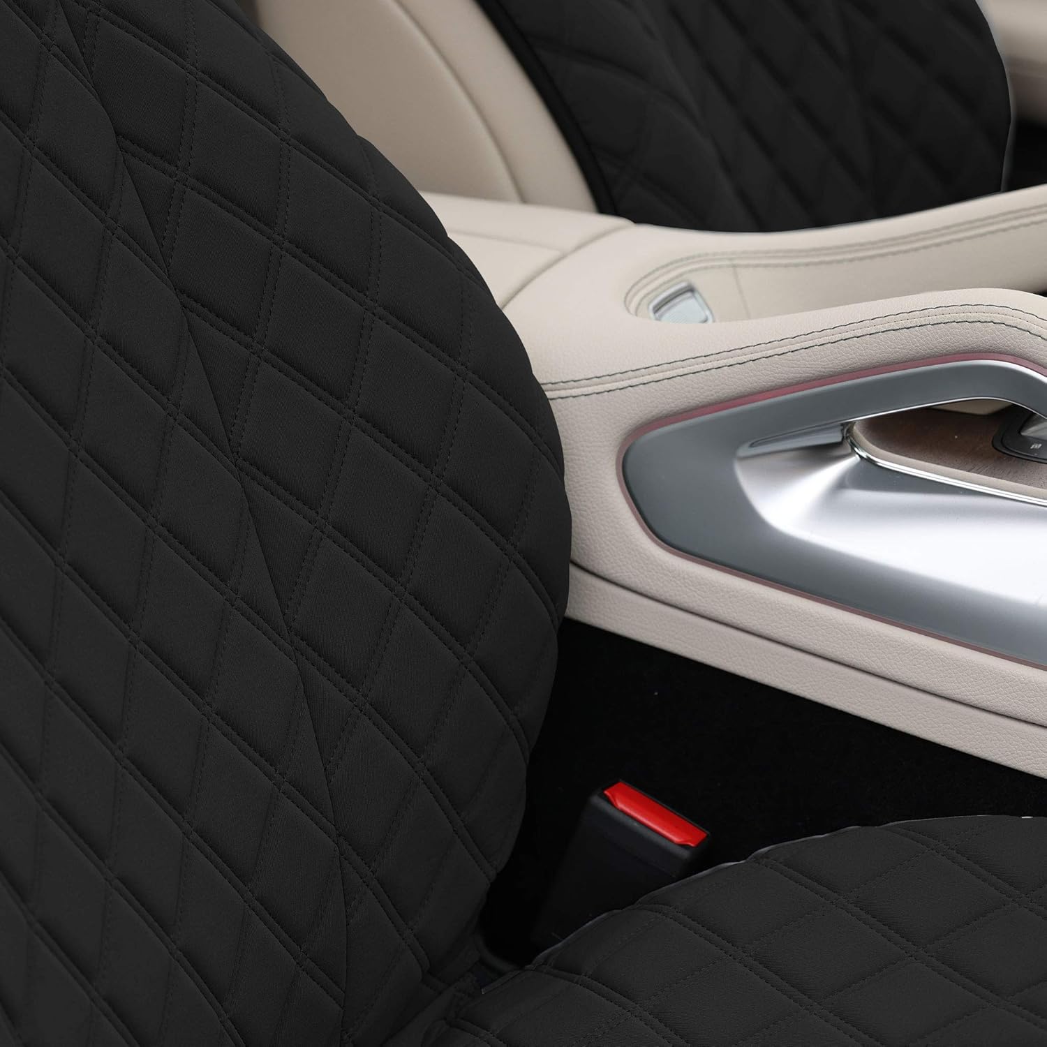 TLH Prestige 79 – Cojines de asiento de coche Neosupreme color negro con puntada de diamante, paquete de dos fundas de asiento para autos, camiones,